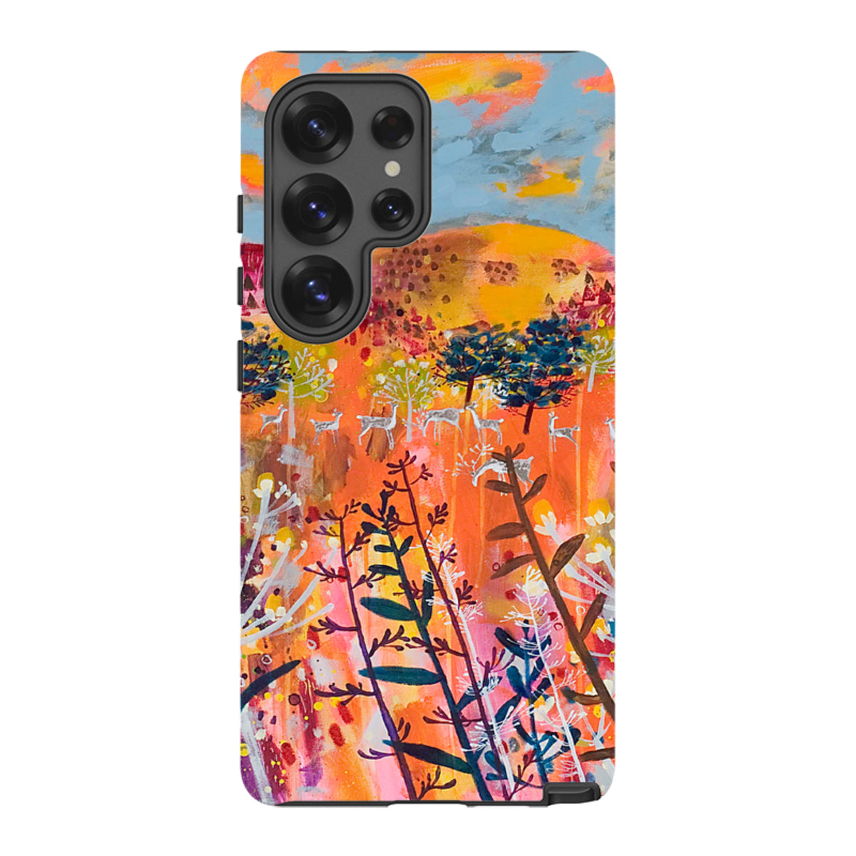 Samsung Tough Case featuring Claire West's vibrant Perfect Day artwork with a dual-layer design for Galaxy phones.