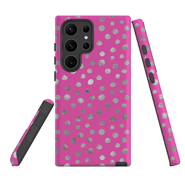 Samsung Tough Case - Pink and Silver Dots