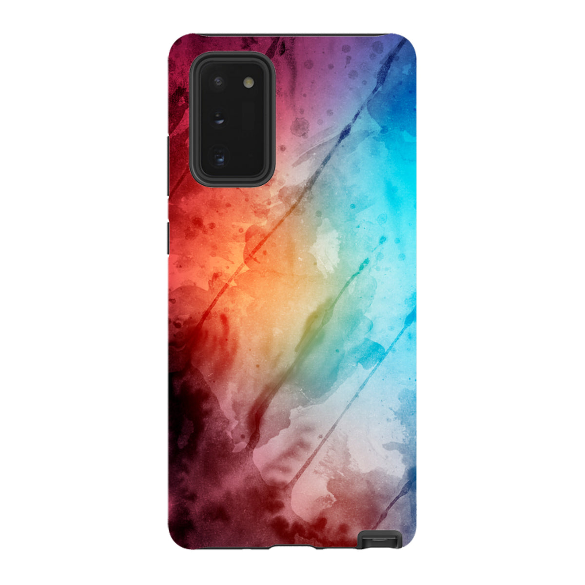 Samsung Tough Case featuring a vibrant, multicolored watercolor design with a durable dual-layer protective shell.