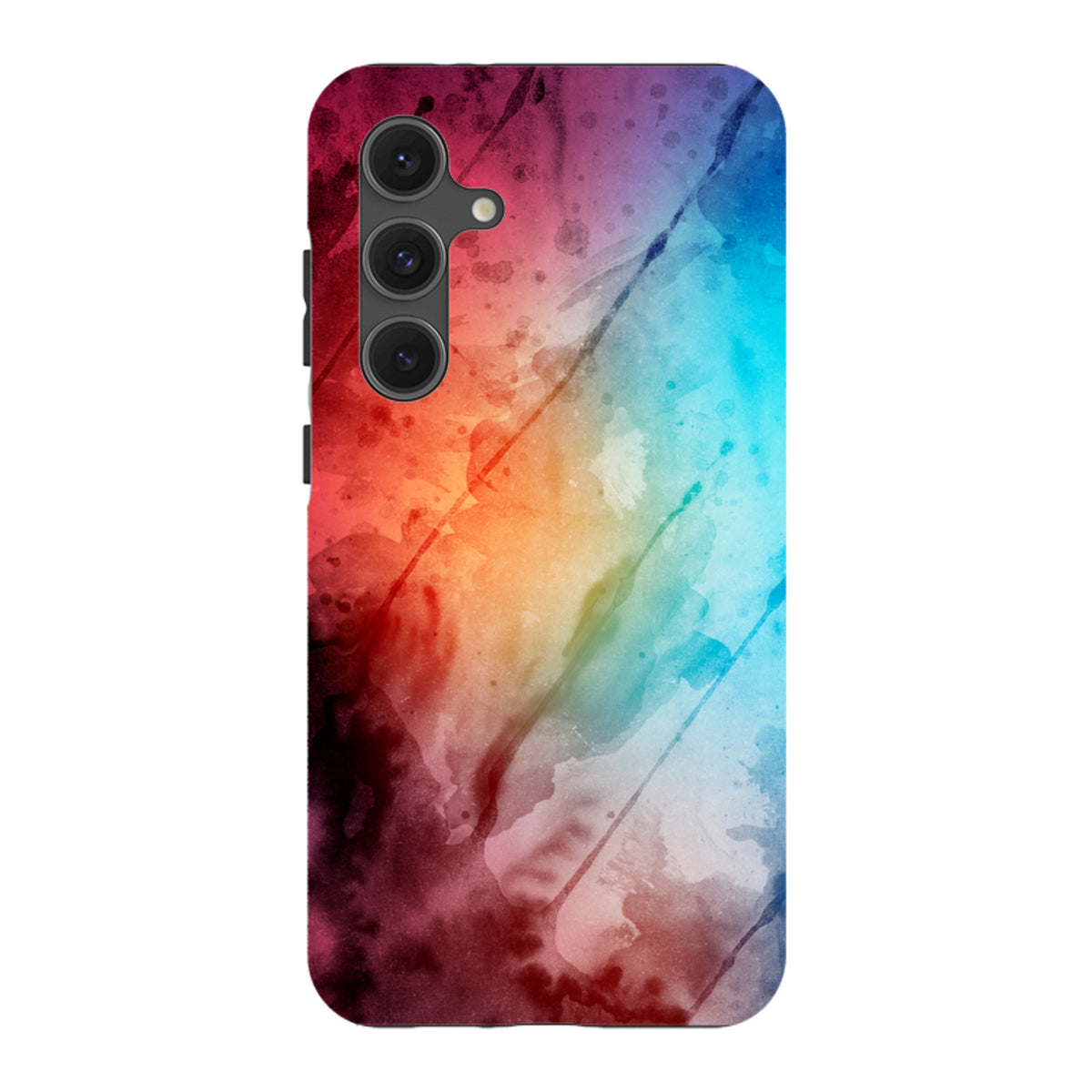 Samsung Tough Case featuring a vibrant, multicolored watercolor design with a durable dual-layer protective shell.