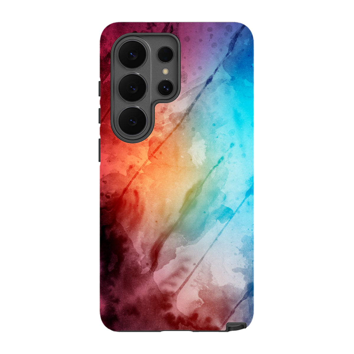Samsung Tough Case featuring a vibrant, multicolored watercolor design with a durable dual-layer protective shell.