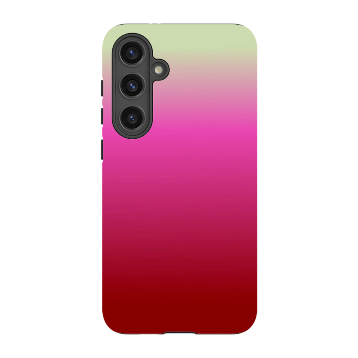 Samsung Tough Case featuring a vibrant gradient design fading from pale green to deep red for Galaxy devices.