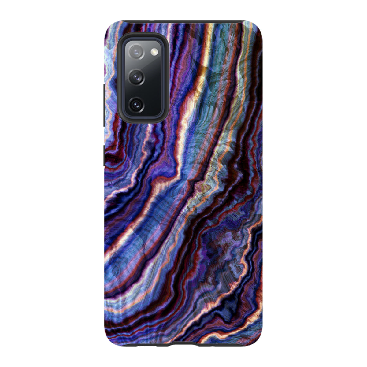 Samsung Tough Case in Royal Agate featuring a vibrant purple and blue marbled design with dual-layer protective shell.