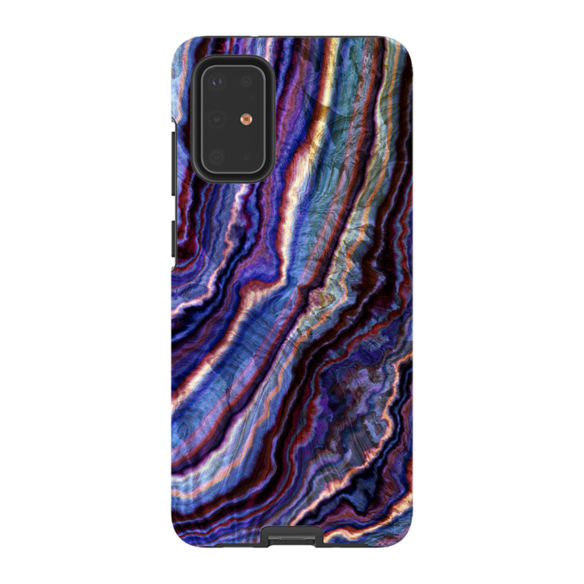 Samsung Tough Case in Royal Agate featuring a vibrant purple and blue marbled design with dual-layer protection.