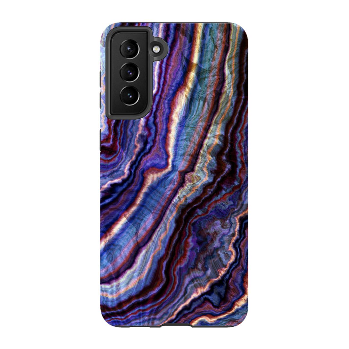 Samsung Tough Case featuring a vibrant Royal Agate purple and blue marble pattern with a durable dual-layer design.