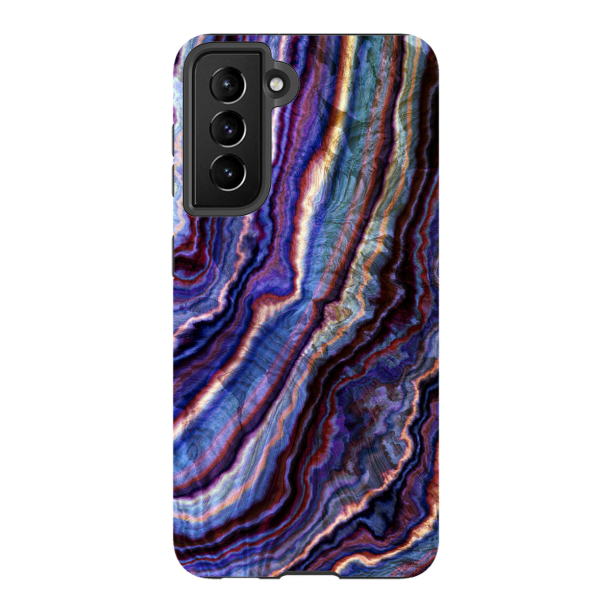 Samsung Galaxy tough case with a vibrant Royal Agate purple and blue marbled design and dual-layer protective shell.