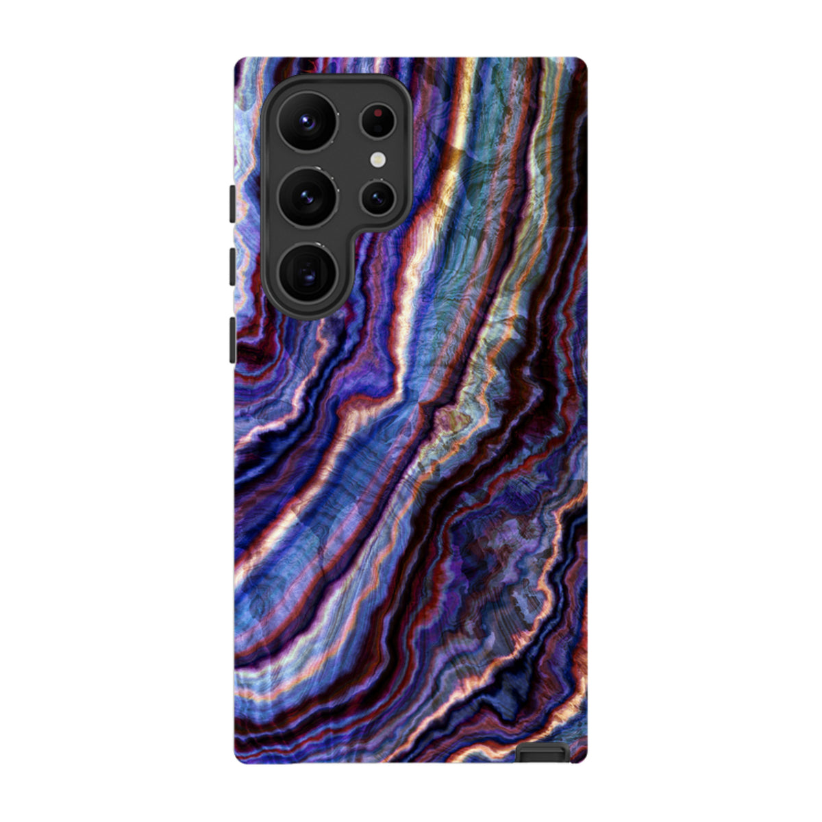 Samsung Tough Case in Royal Agate featuring a vibrant purple and blue marbled design with dual-layer protective shell.