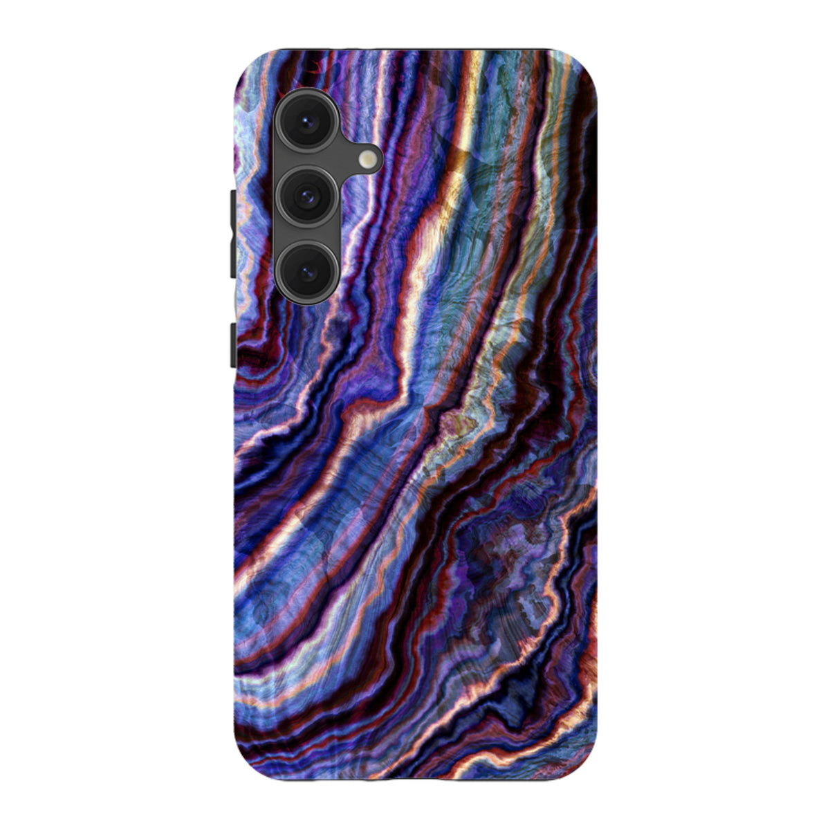 Samsung Tough Case in Royal Agate featuring a vibrant, dual-layer design with swirling purple and blue marble patterns.