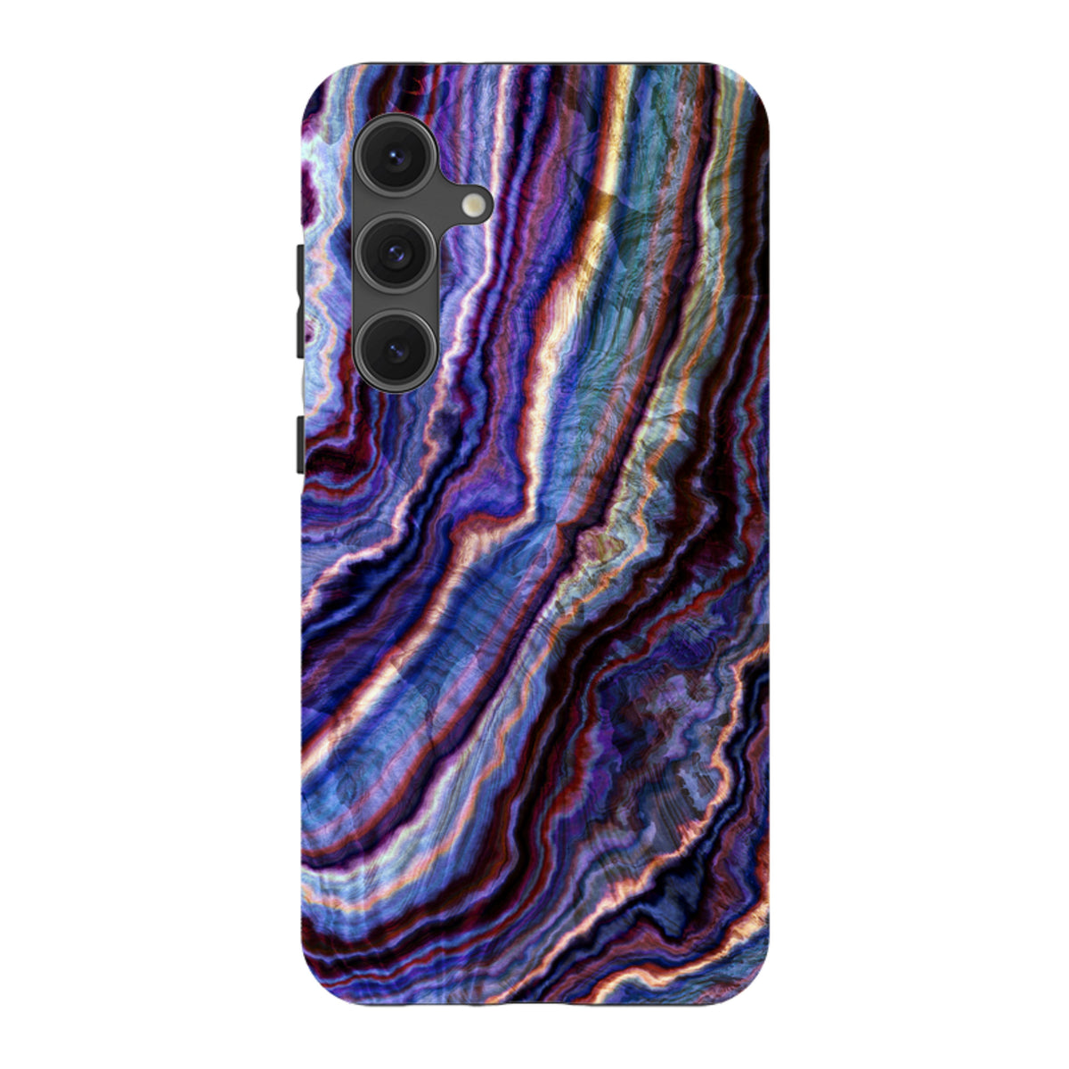 Samsung Tough Case in Royal Agate featuring a vibrant purple and blue marbled stone pattern with protective dual-layer design.