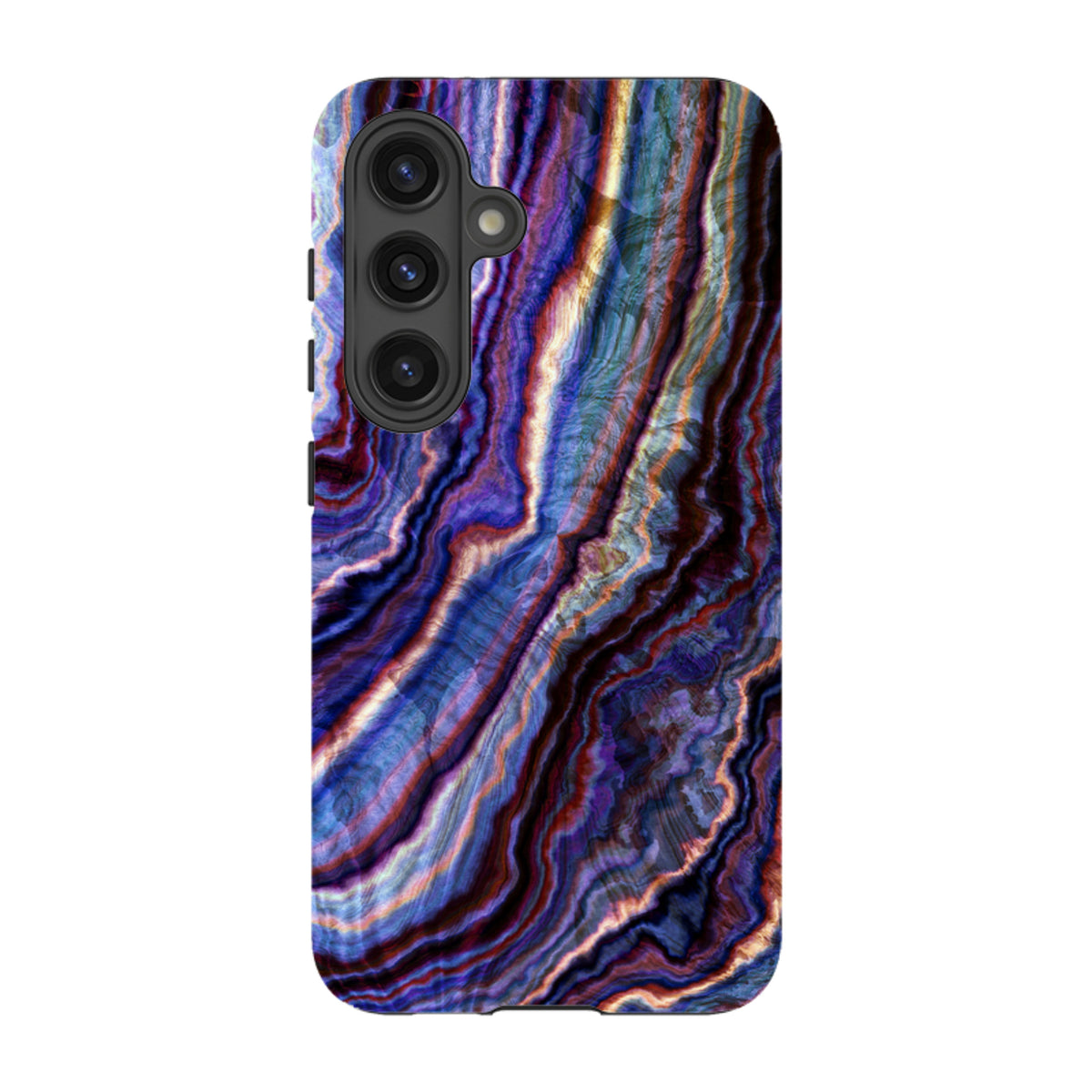 Samsung Tough Case in Royal Agate featuring a vibrant purple and blue marbled design with dual-layer protective shell.