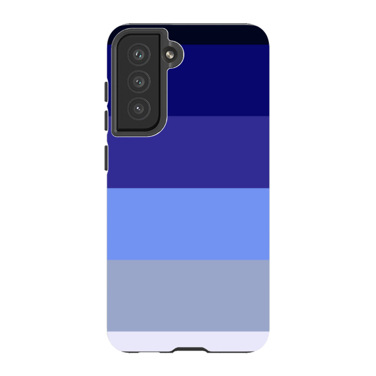 Samsung Tough Case featuring a Sapphire Grade blue horizontal stripe design with dual-layer protection and camera cutout.