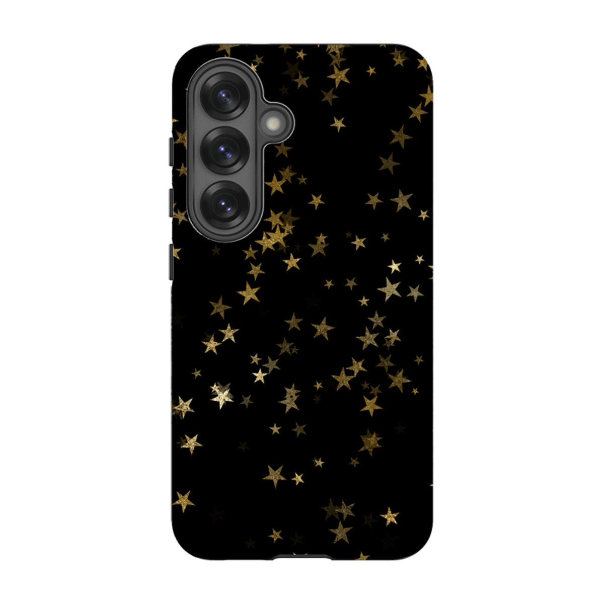 Samsung Galaxy tough case in black with a gold starry night pattern, featuring a durable dual-layer design.