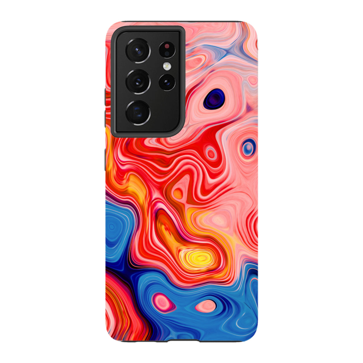 Samsung Tough Case featuring a vibrant, swirling strawberry-inspired abstract design with dual-layer protection.