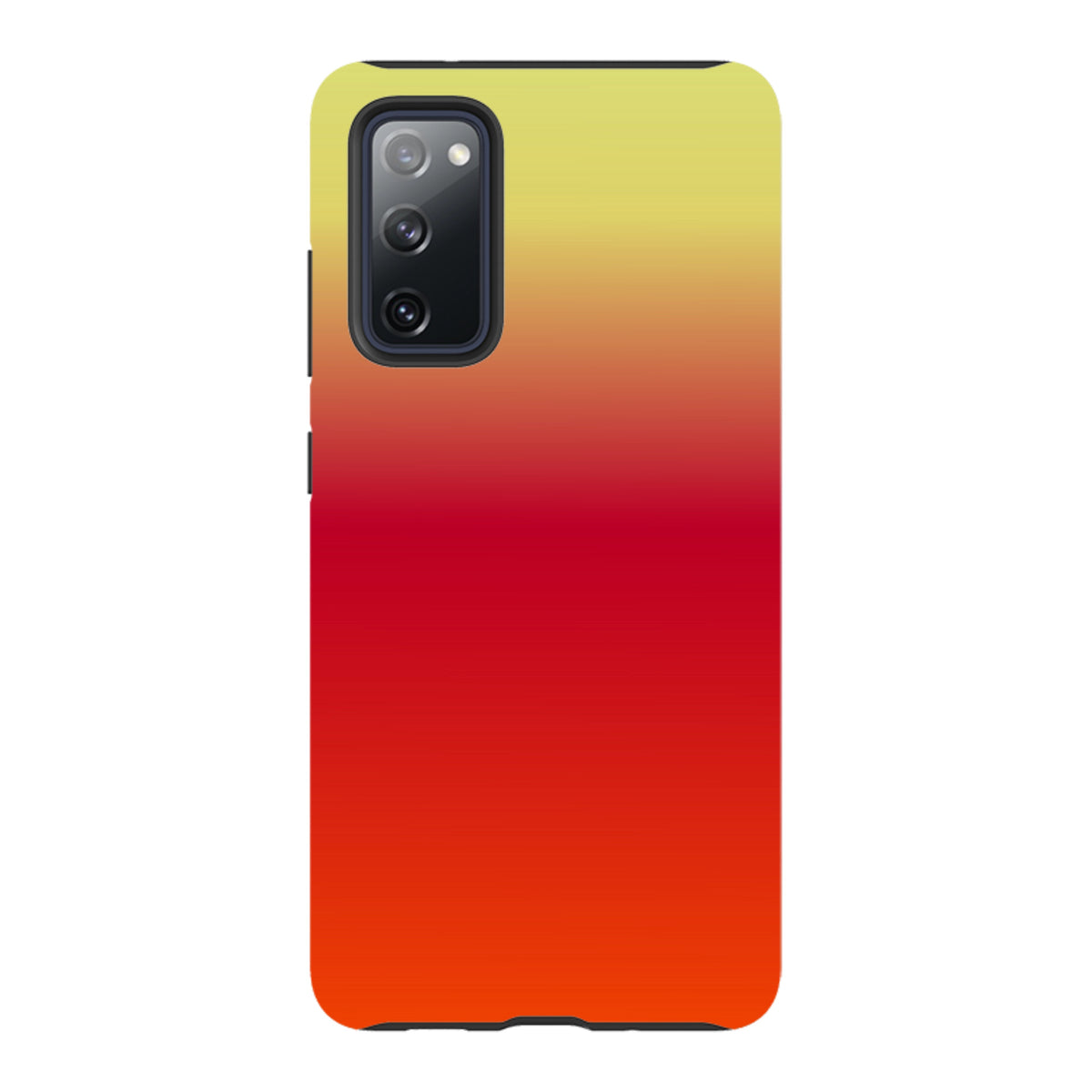 Samsung Tough Case featuring a vibrant yellow-to-red sun gradient design with a protective dual-layer construction.