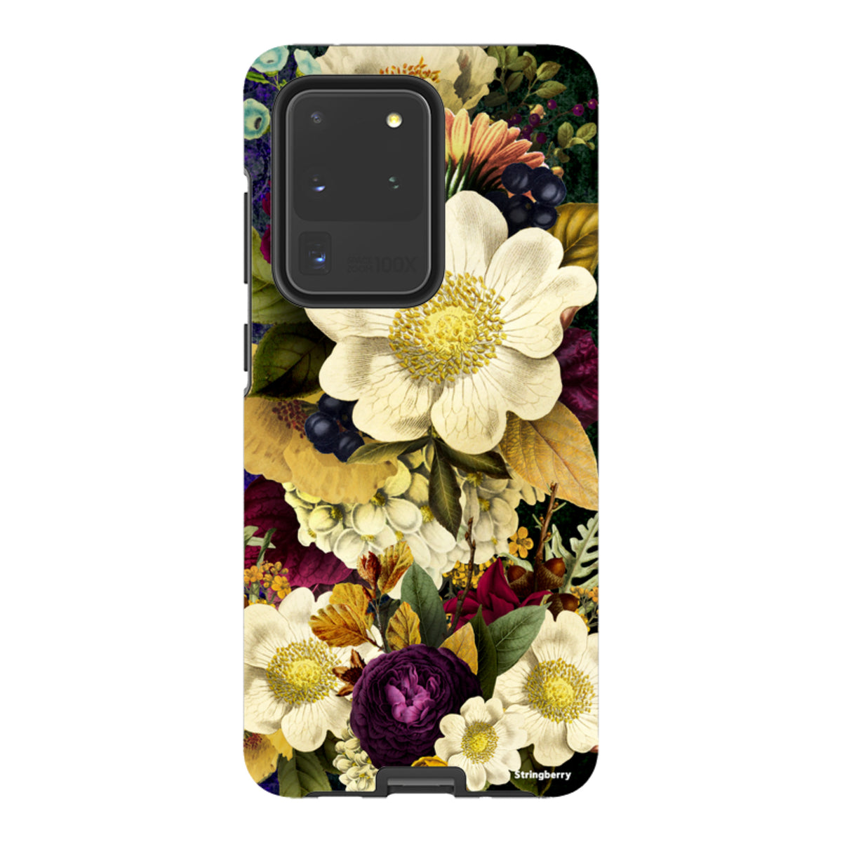 Samsung Tough Case featuring a vibrant, high-definition floral surreal art print on a durable dual-layer phone cover.