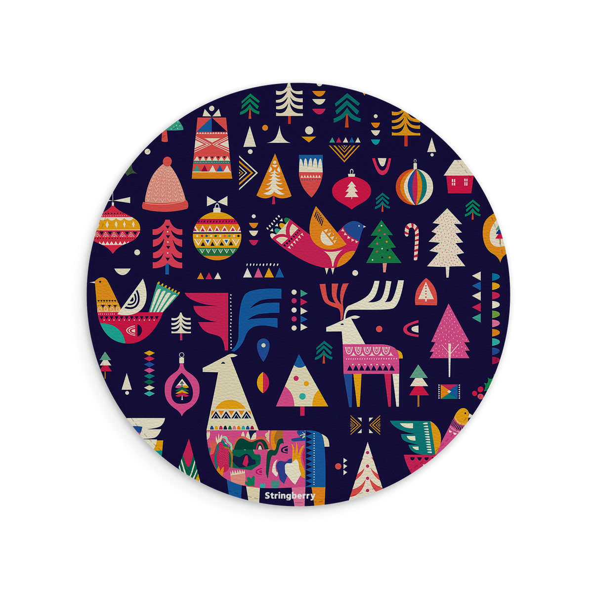 Scandi Xmas Blau Veganes Leder Mauspad