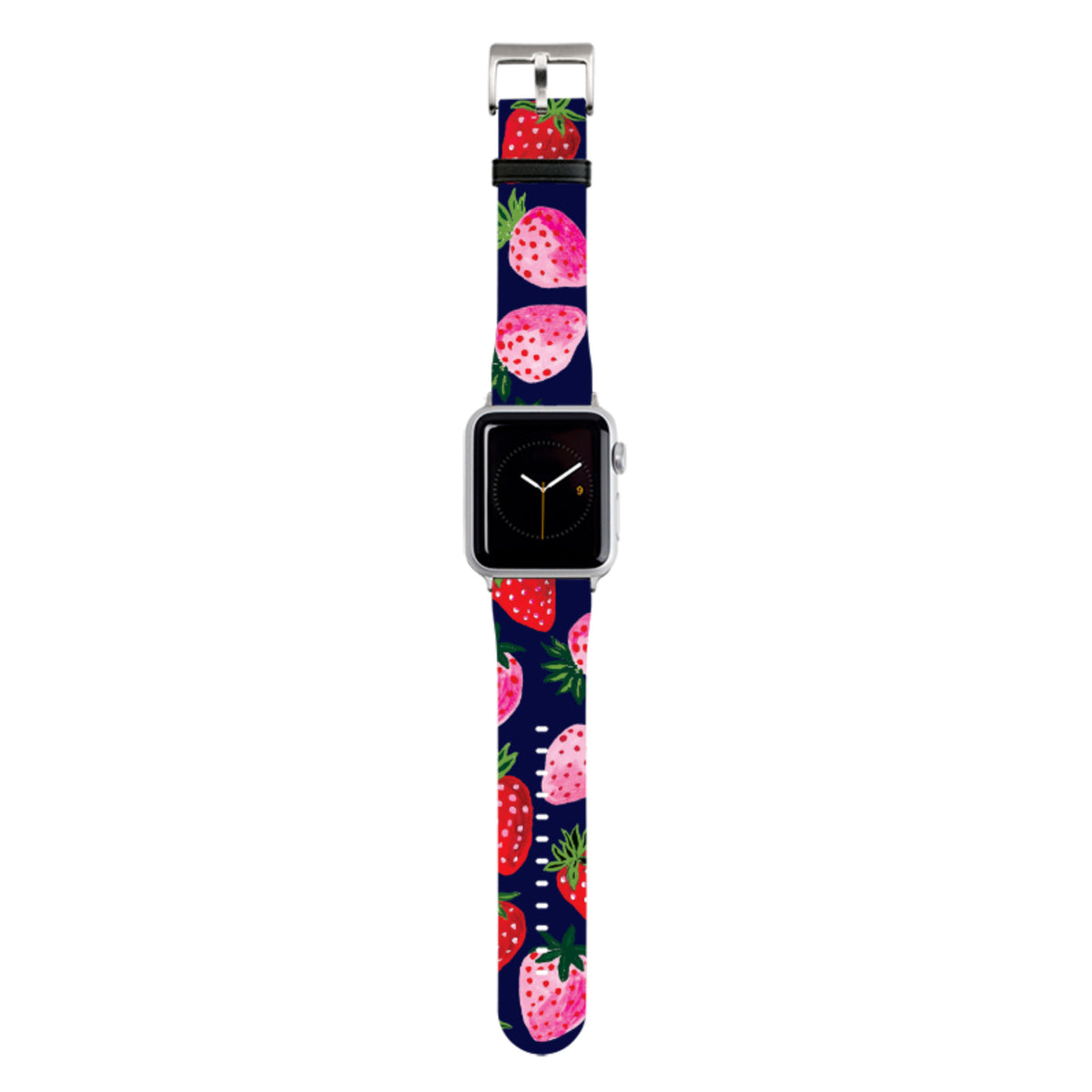 Strawberry Scatter Navy Apple Watch Strap By Emma Frances Grant
