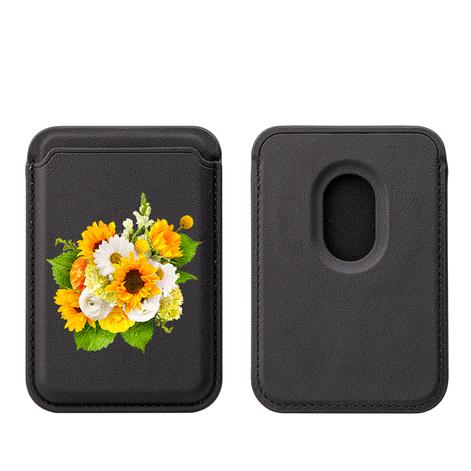 Sunshine Floral MagSafe Geldbörse – Schwarz
