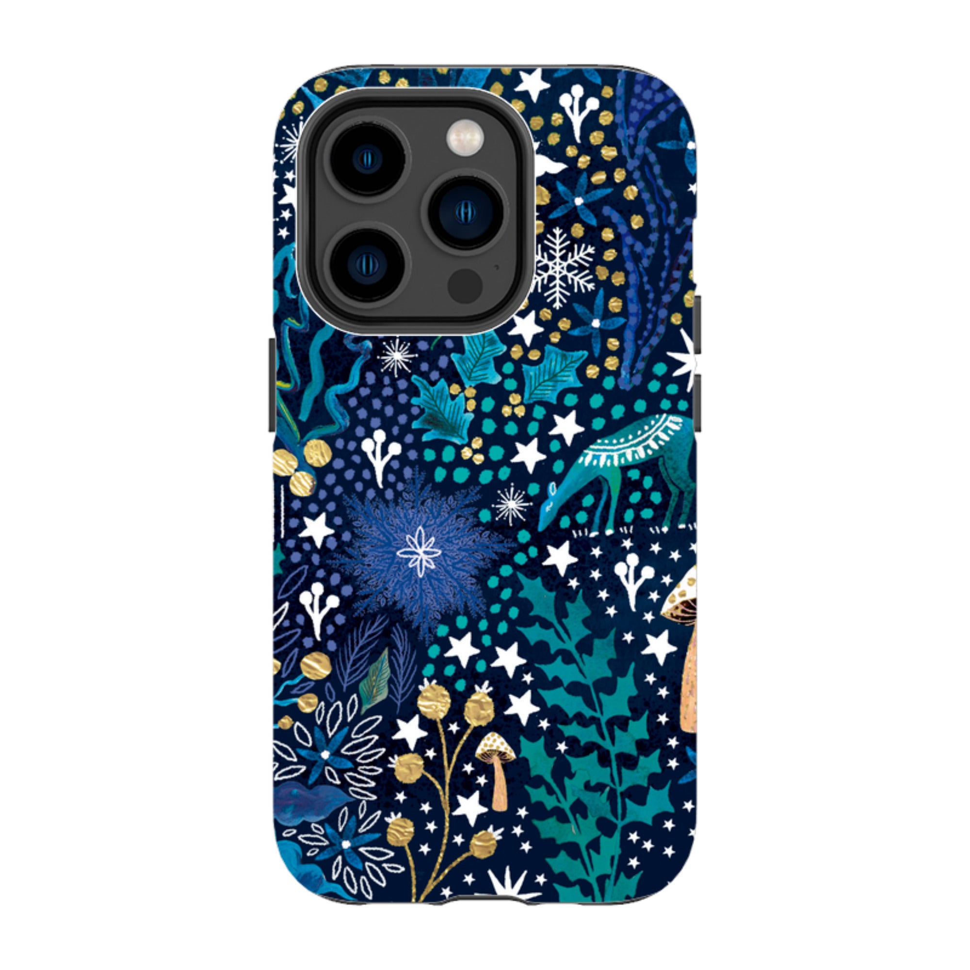 iPhone Tough Case - Winter Flowers Teal By Emma Frances Grant