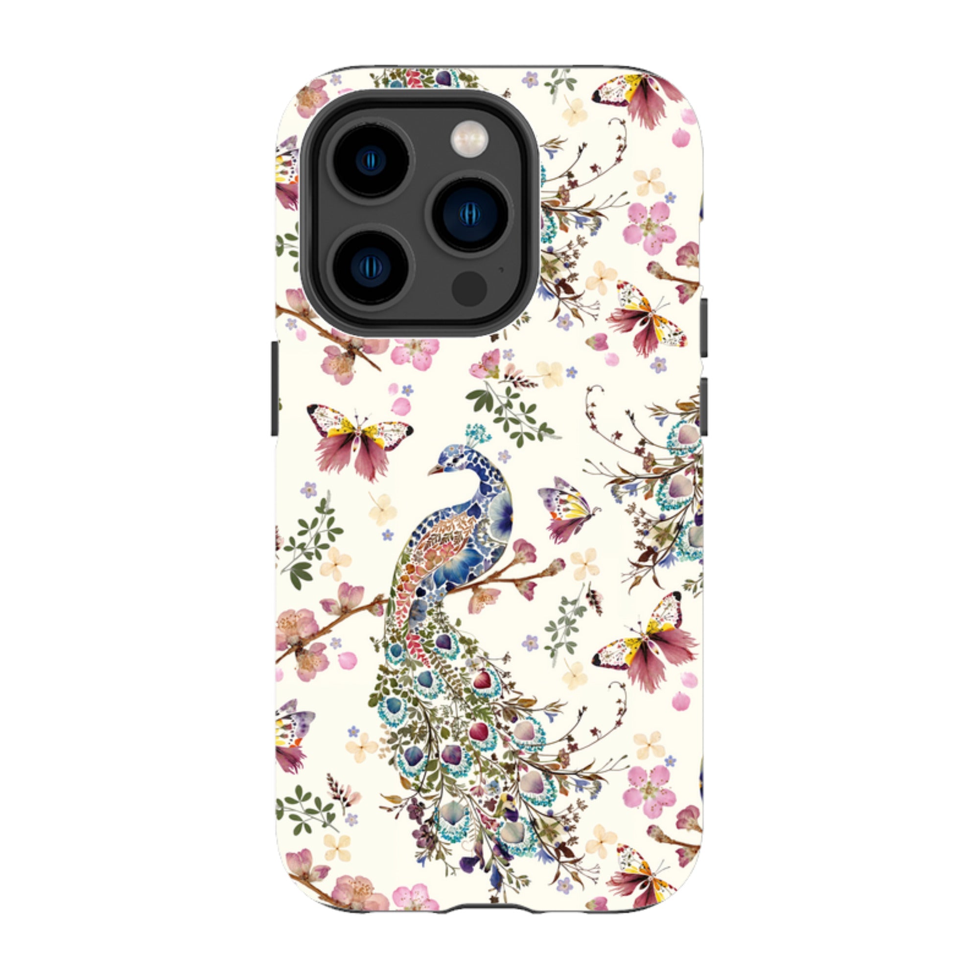 iPhone MagSafe Tough Case -  Peacock and Cherry Blossoms By Helen Ahpornsiri
