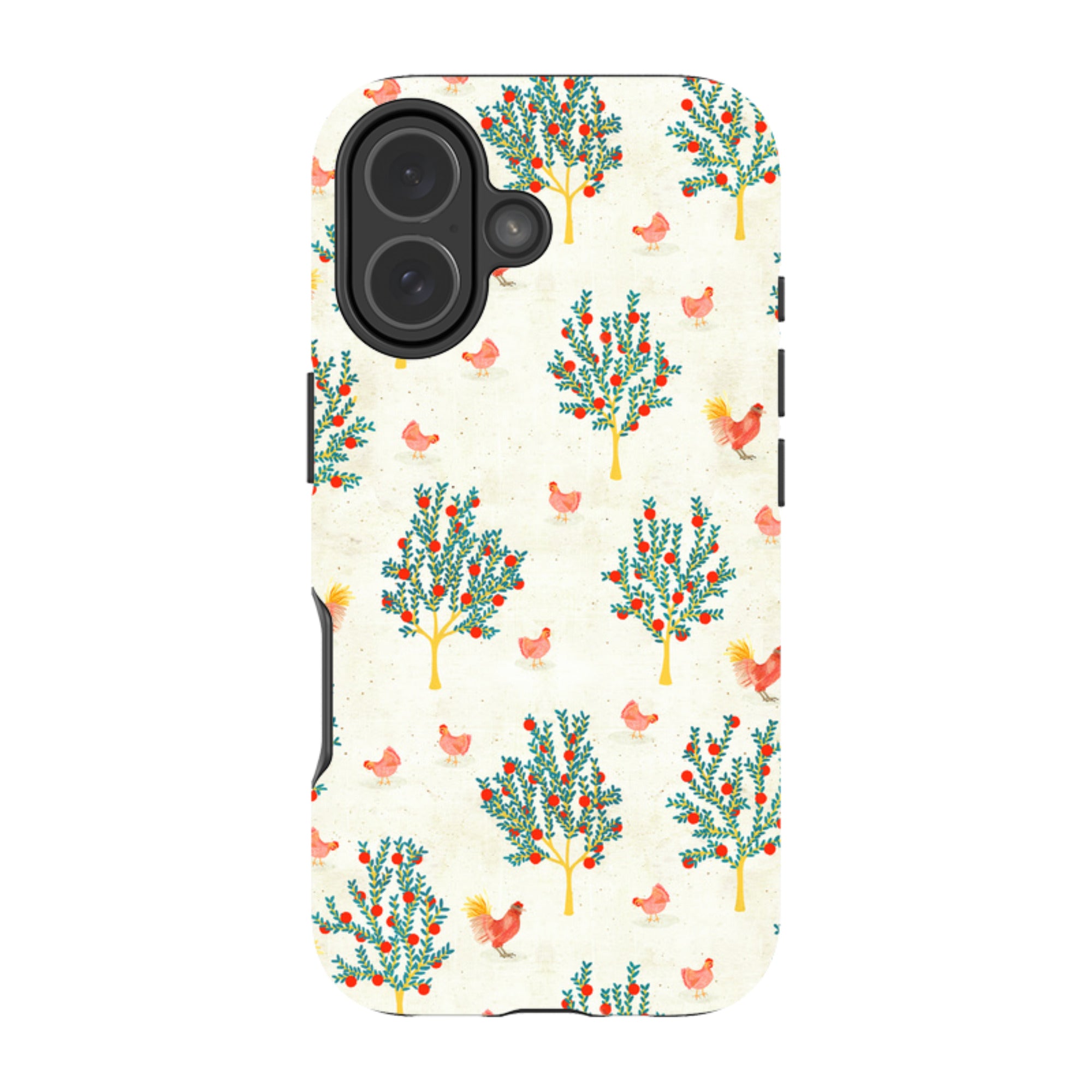 iPhone MagSafe Tough Case - Apple Trees and Chickens Cream By Katherine Quinn