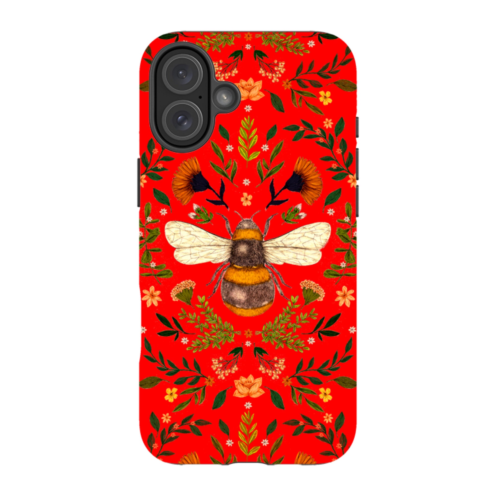 iPhone Tough Case - Botanical Bee Red By Jade Mosinski