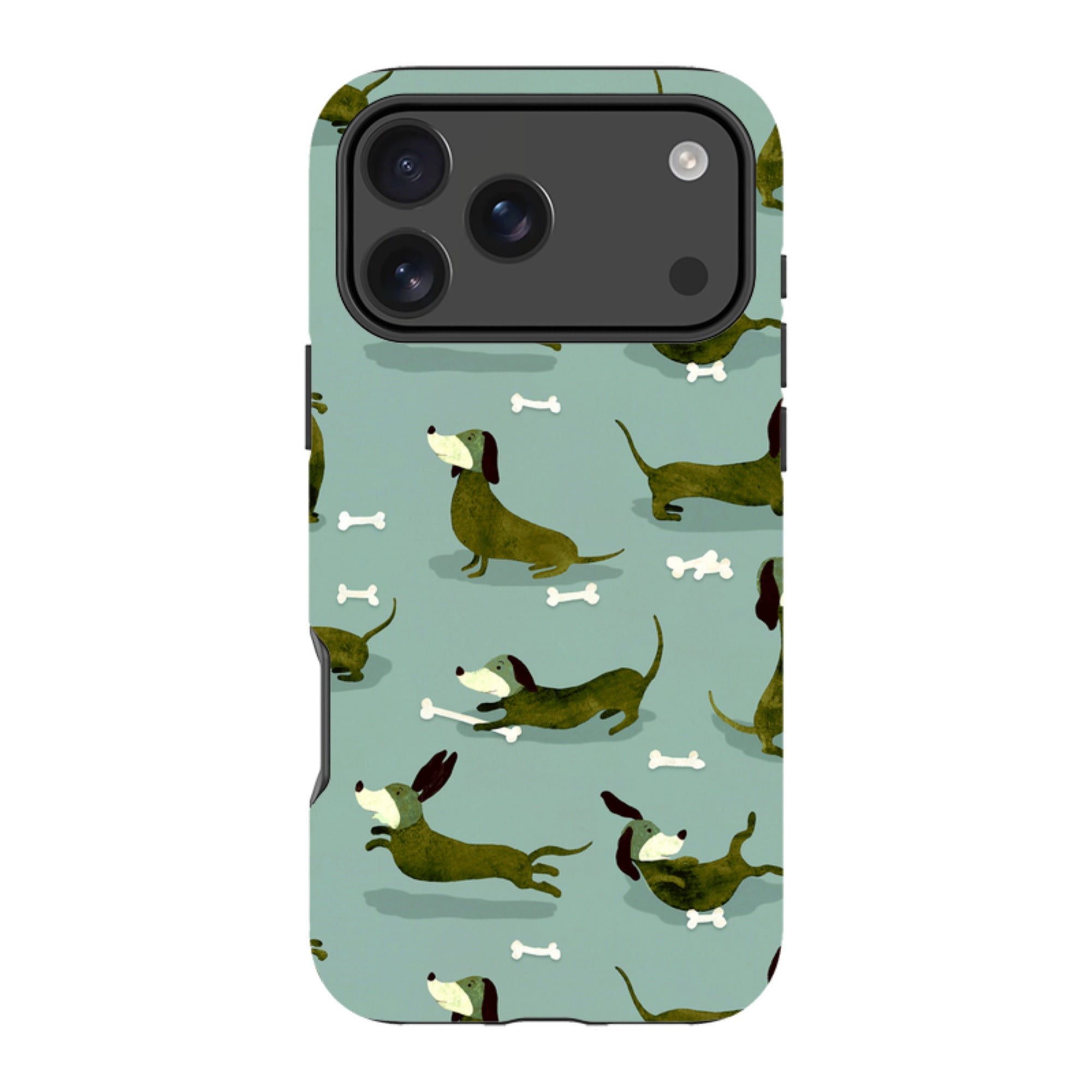 iPhone MagSafe Tough Case -  Dash Dogs Green By Katherine Quinn