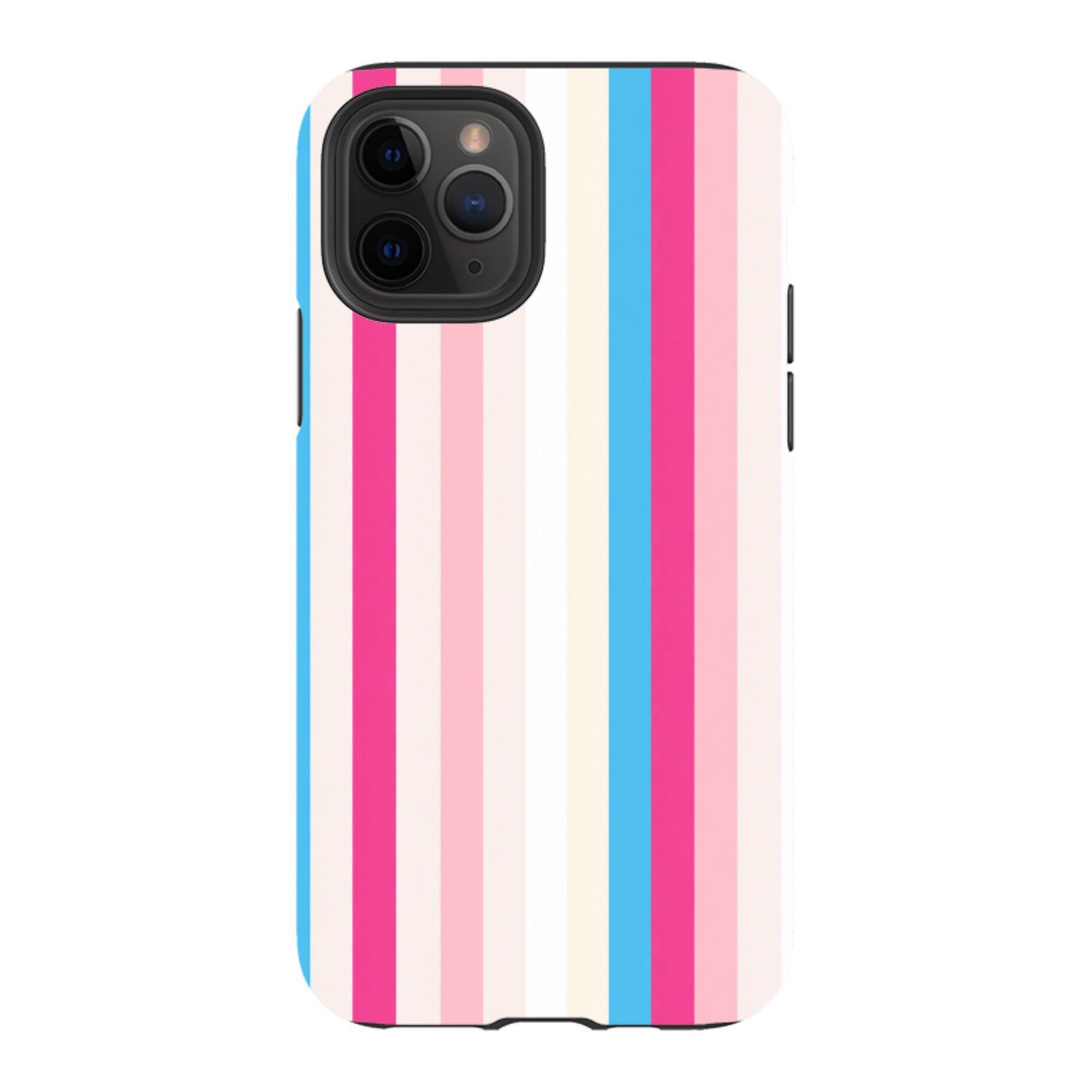 iPhone Tough Case - Pink, Blue & Cream Stripe
