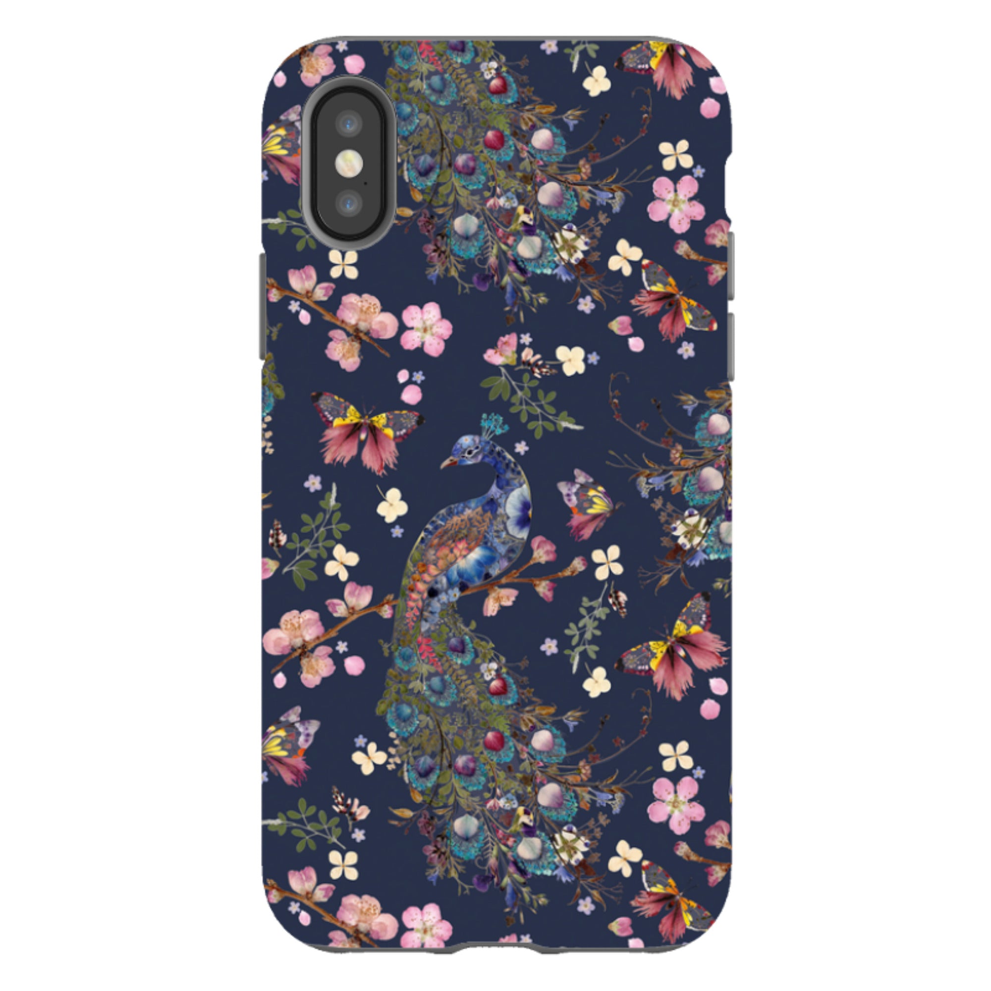 iPhone Tough Case - Peacock and Cherry Blossoms Iris By Helen Ahpornsiri