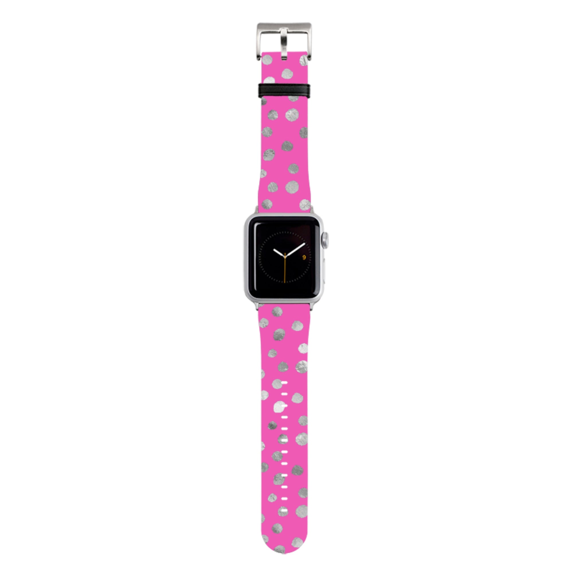 Pink and Silver Dots Apple Watch Strap