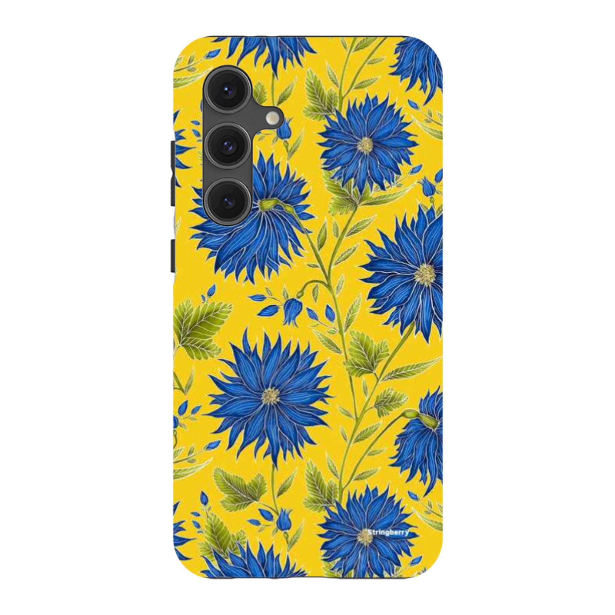 Samsung Tough Case - Blue Flowers Yellow By Catherine Rowe