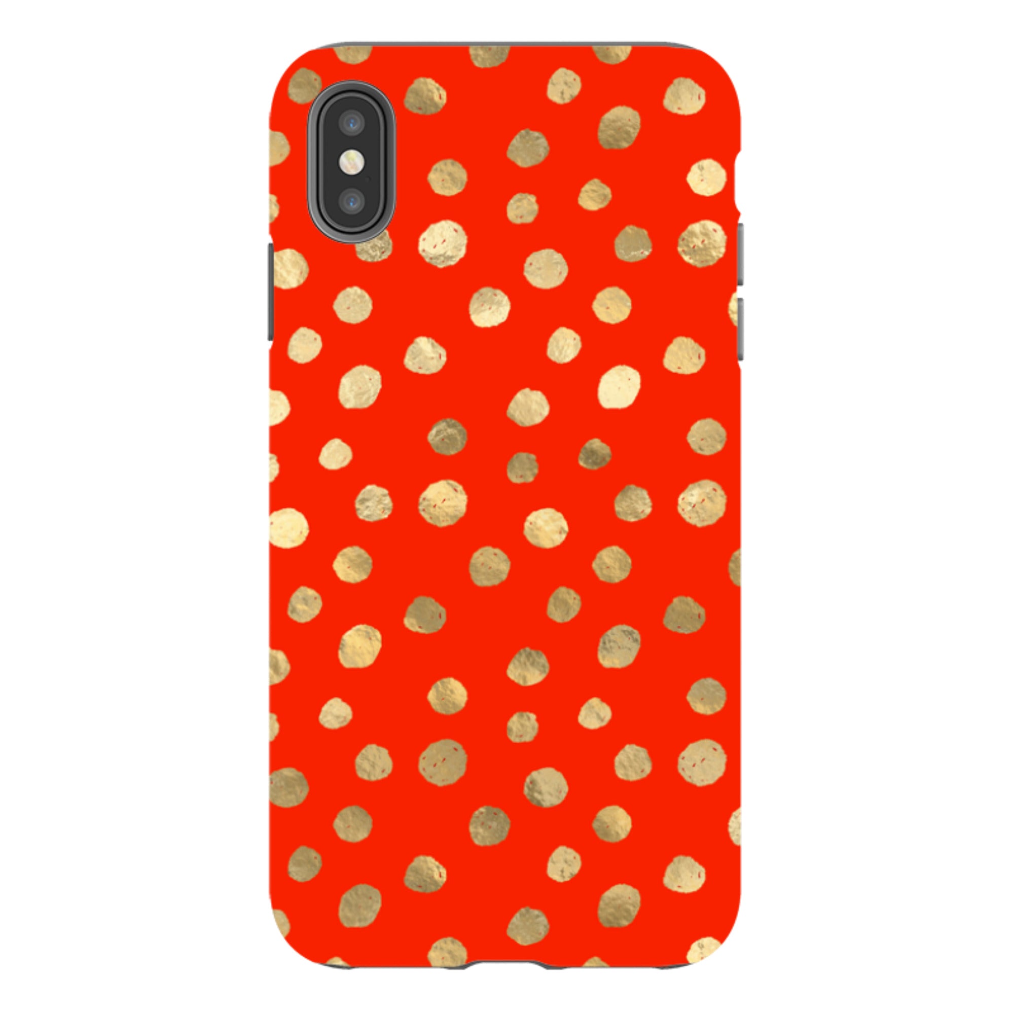 iPhone Tough Case - Red and Golden Dots