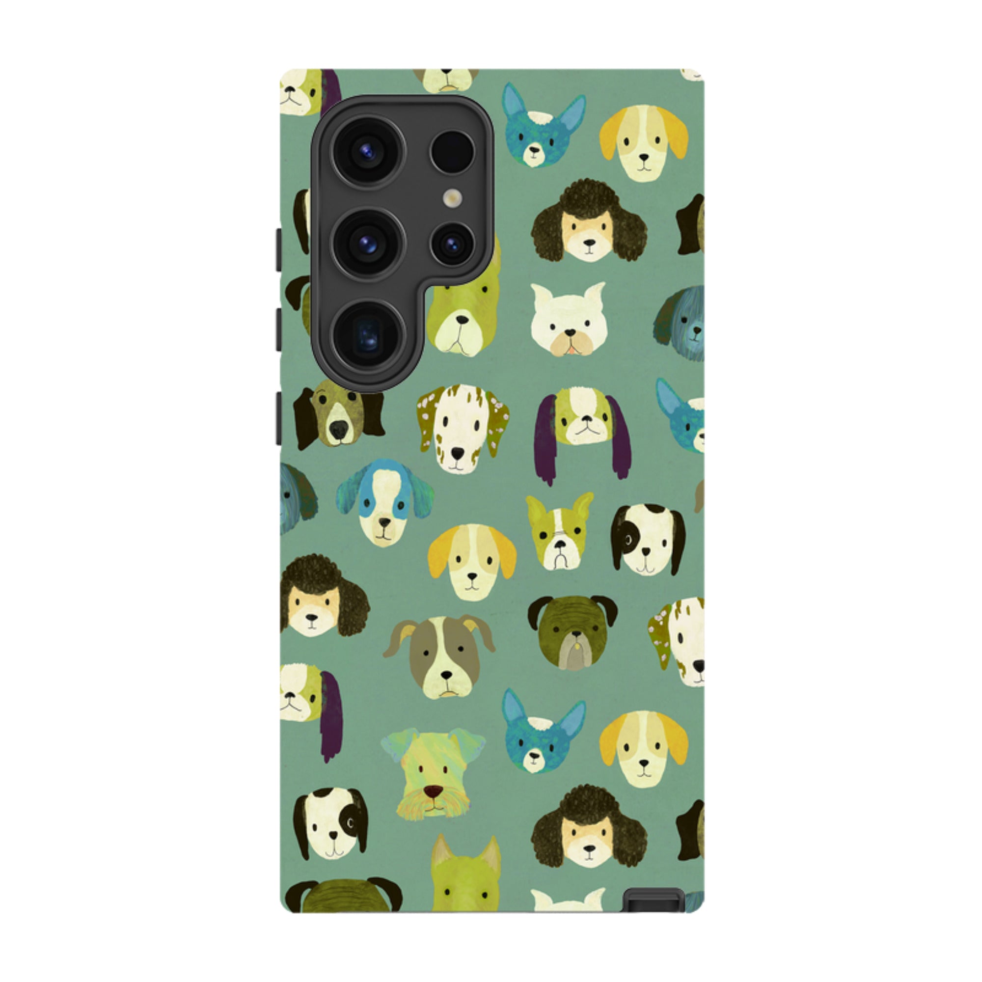 Samsung Tough Case - Dog Heads Green By Katherine Quinn