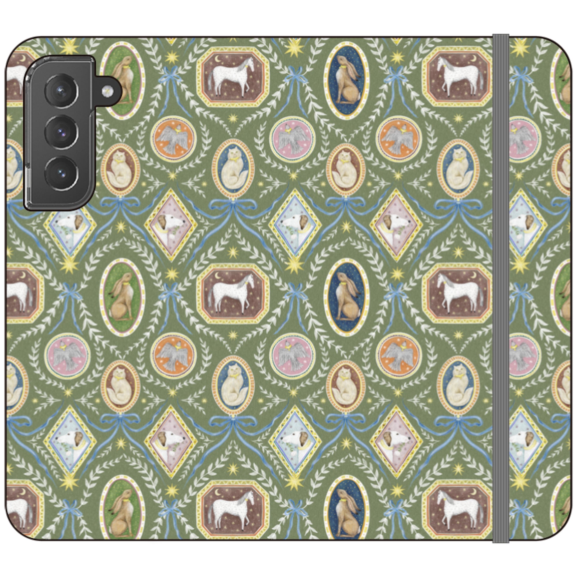 Charleston Moss Green Wallet Case By Catherine Rowe