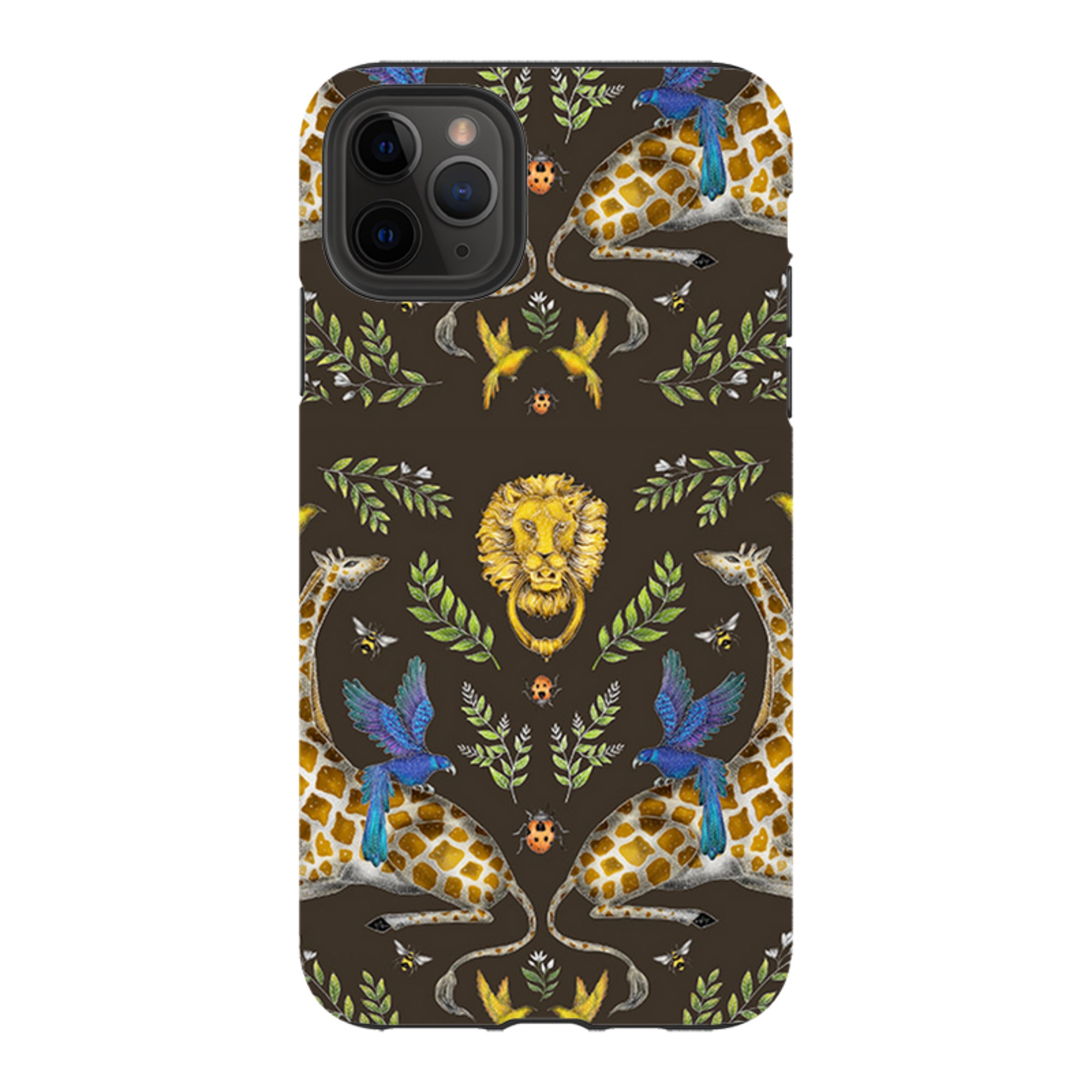iPhone Tough Case - Giraffes Birds and Lion By Catherine Rowe