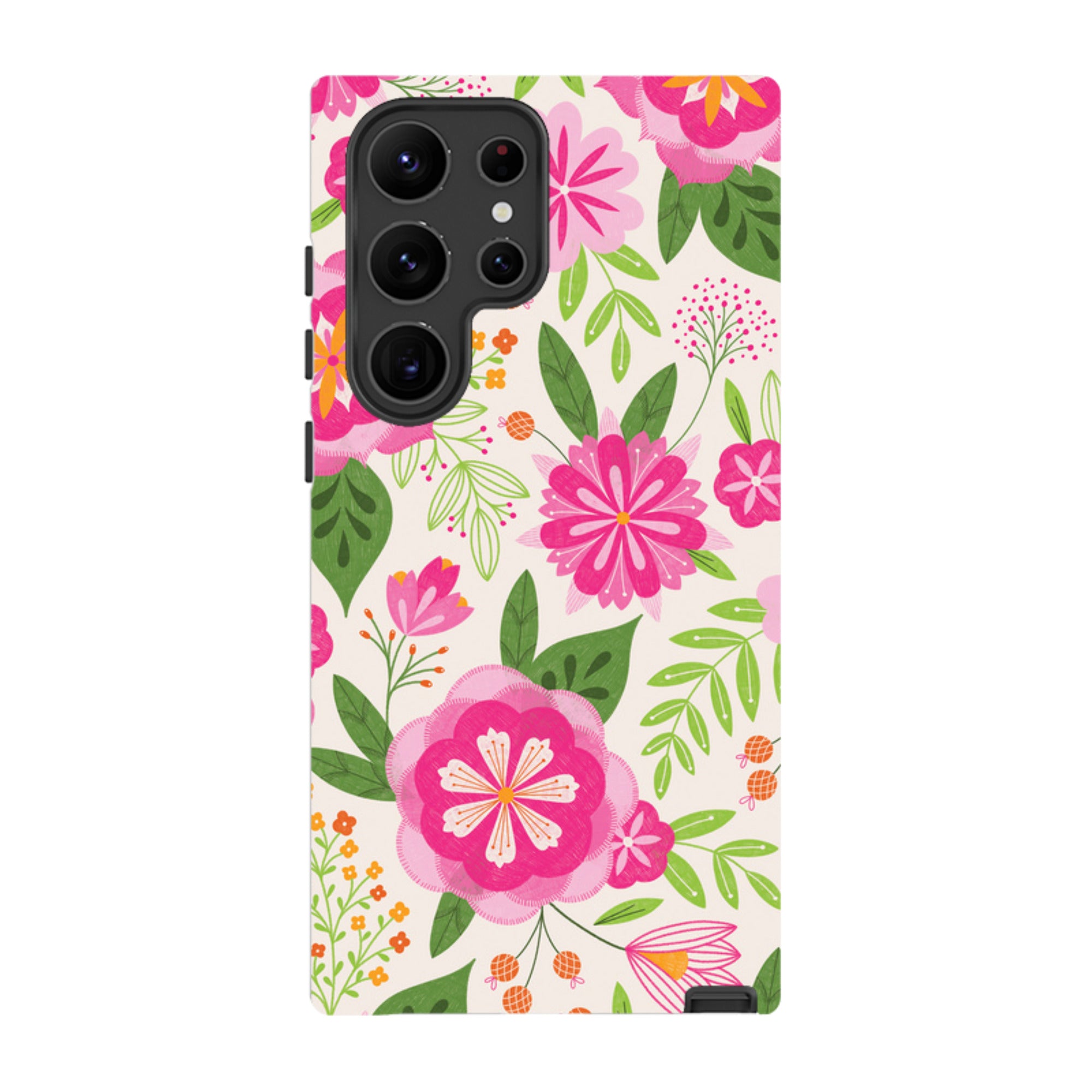 Samsung Tough Case - Big Bold Blooms Ivory By Jenny Zemanek