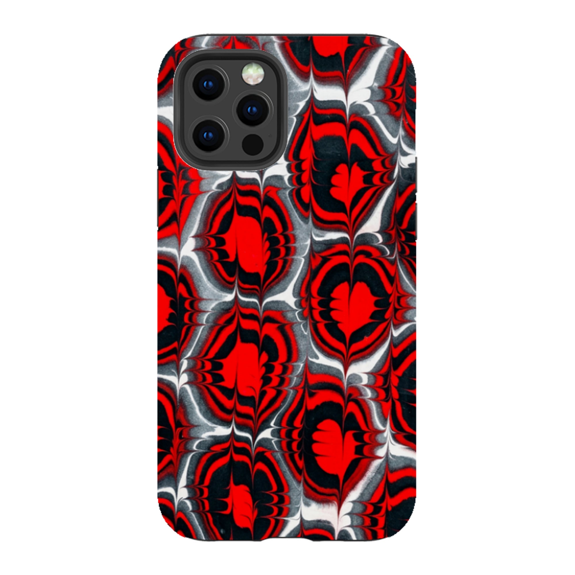iPhone Tough Case - Red & Black Marble