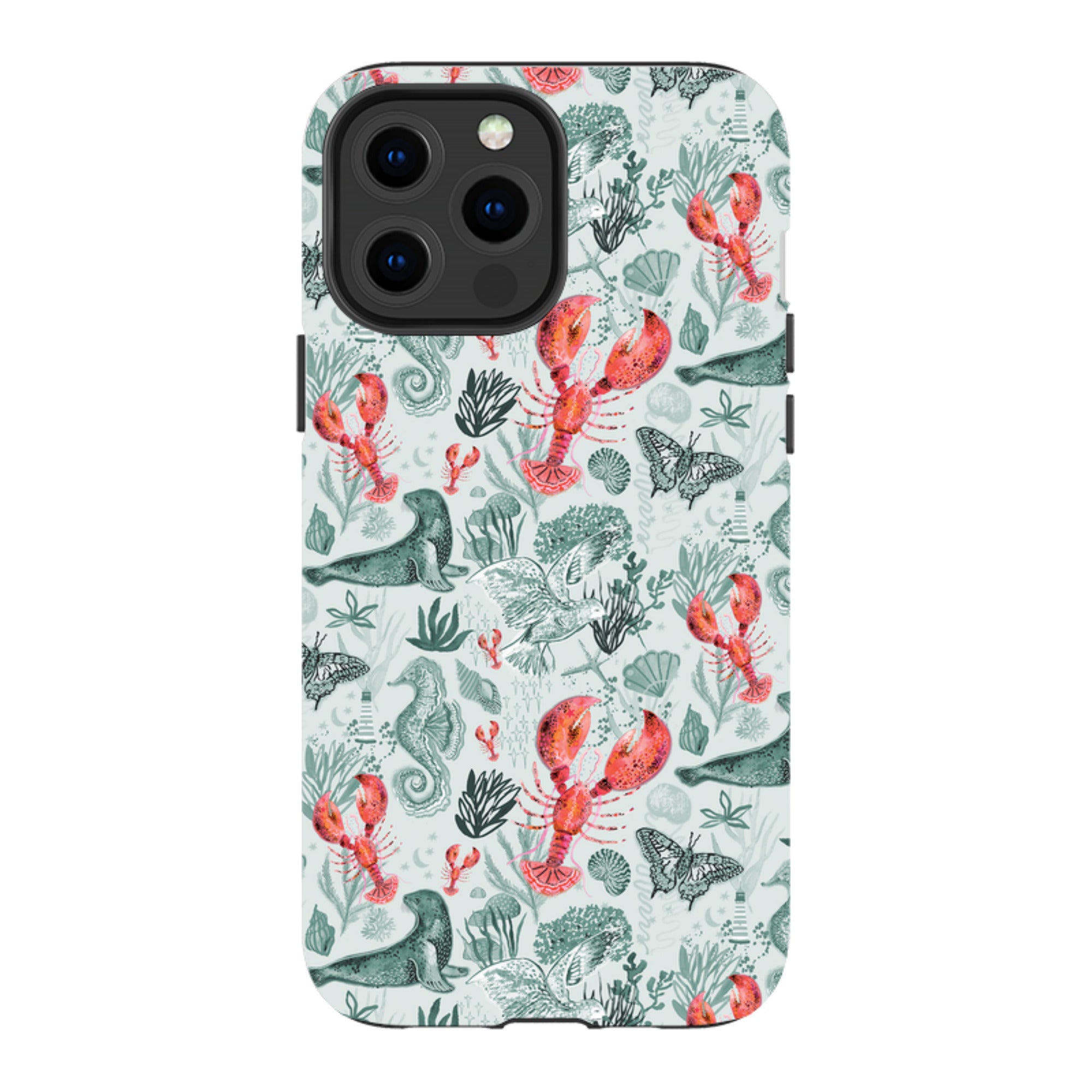 iPhone MagSafe Tough Case - Teal Seals and Lovely Lobsters By Emma Frances Grant