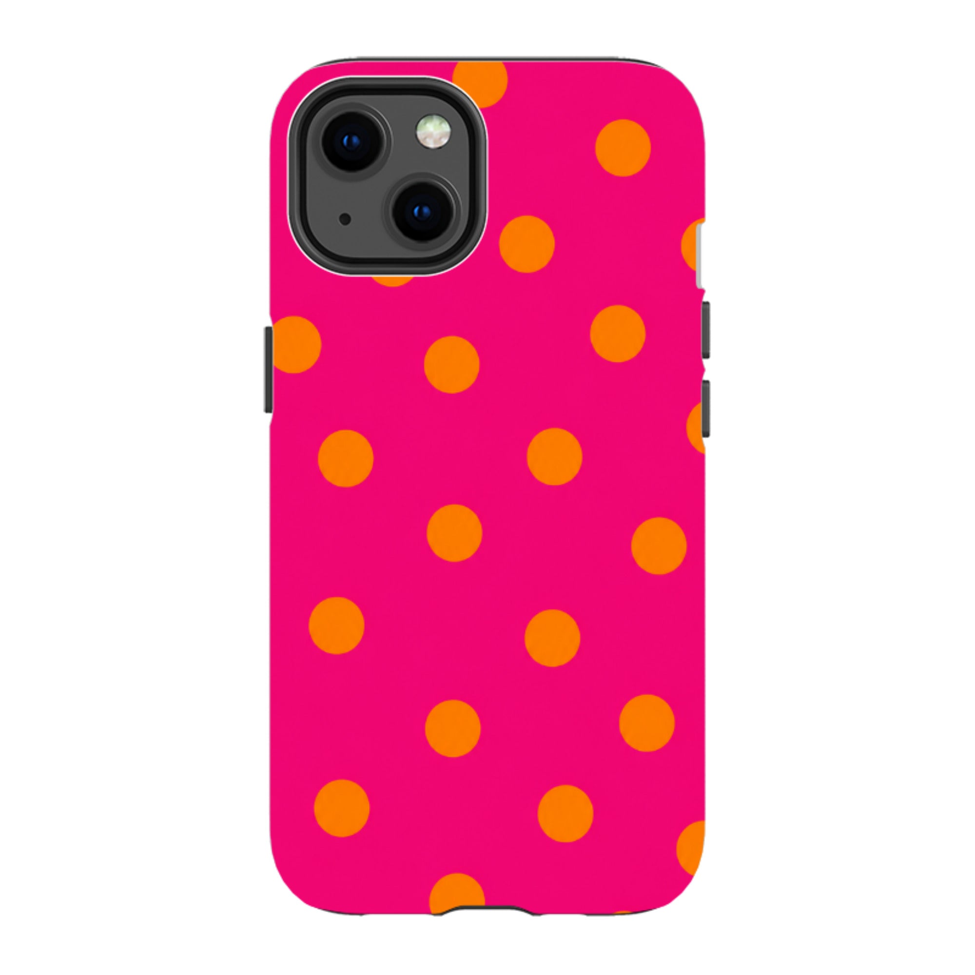 iPhone Tough Case - Hot Pink & Orange Polka Dot