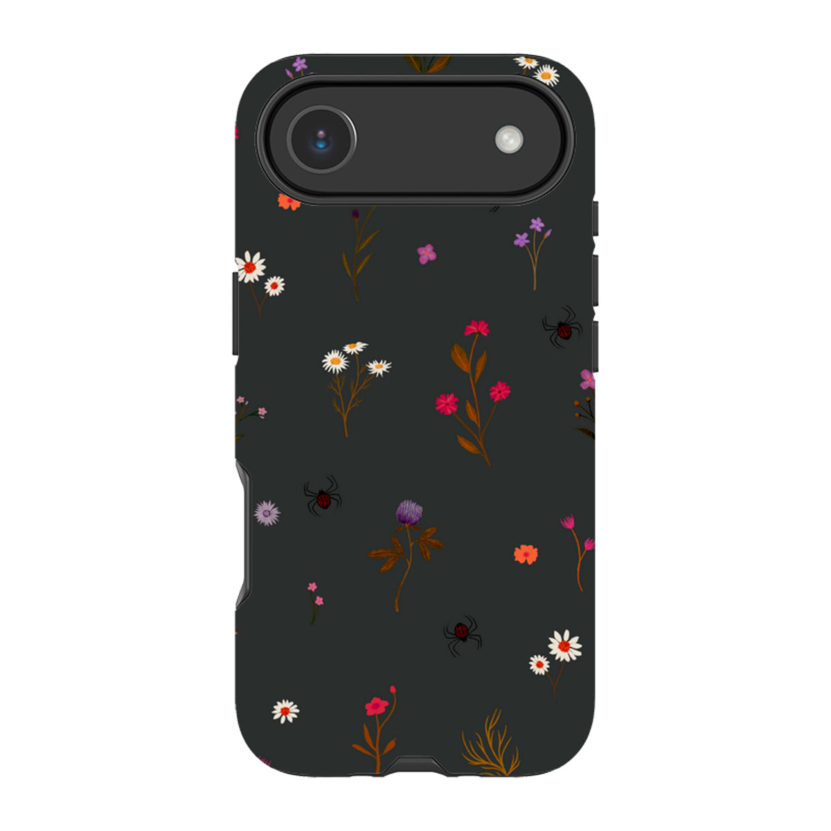 iPhone Tough Case - Florals and Spiders - Charcoal By Katherine Quinn