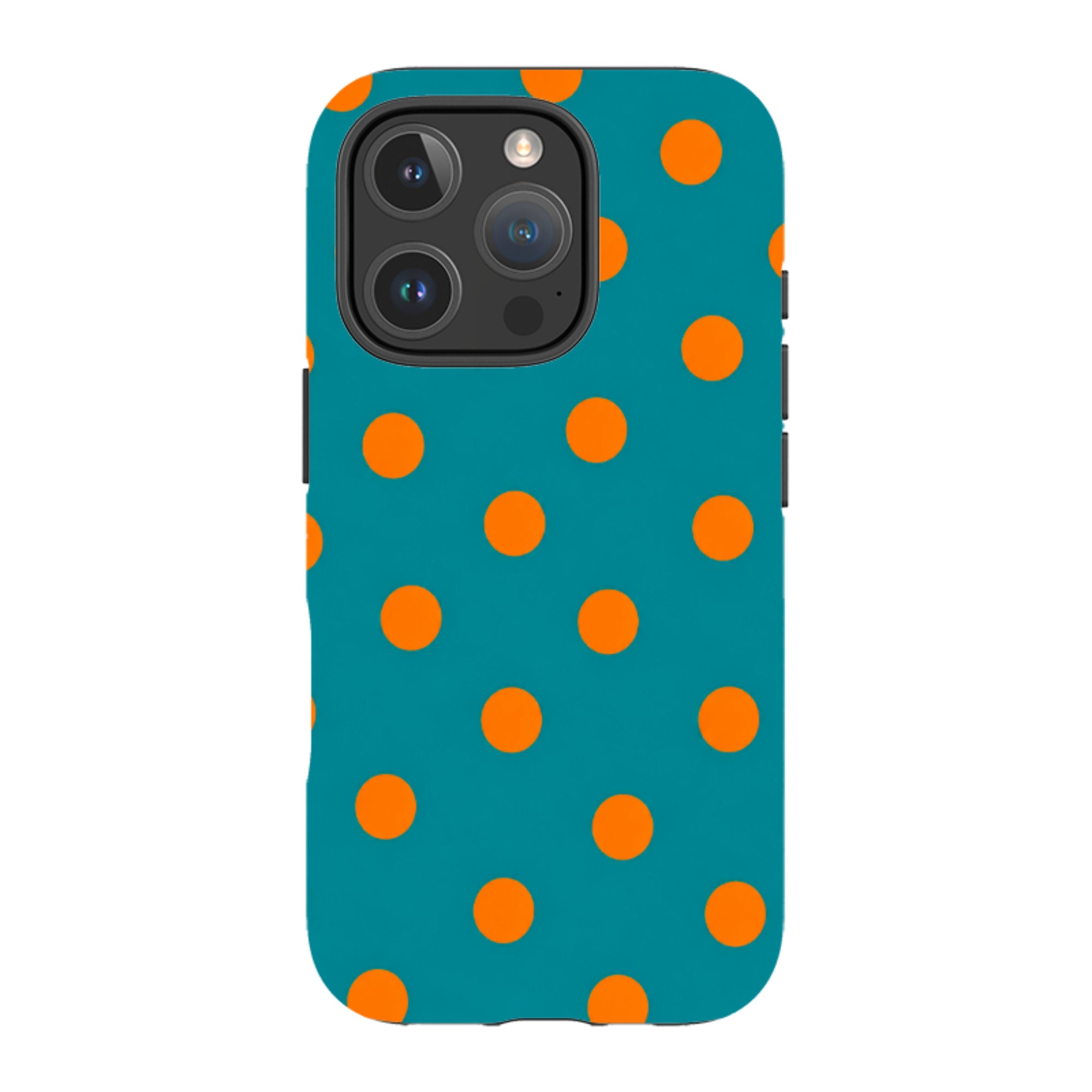 iPhone MagSafe Tough Case - Teal & Orange Polka Dot