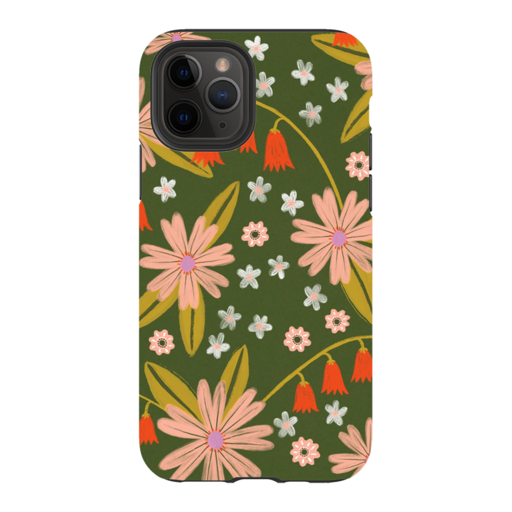iPhone Tough Case - Red and Green Floral Pattern By Lee Foster Wilson