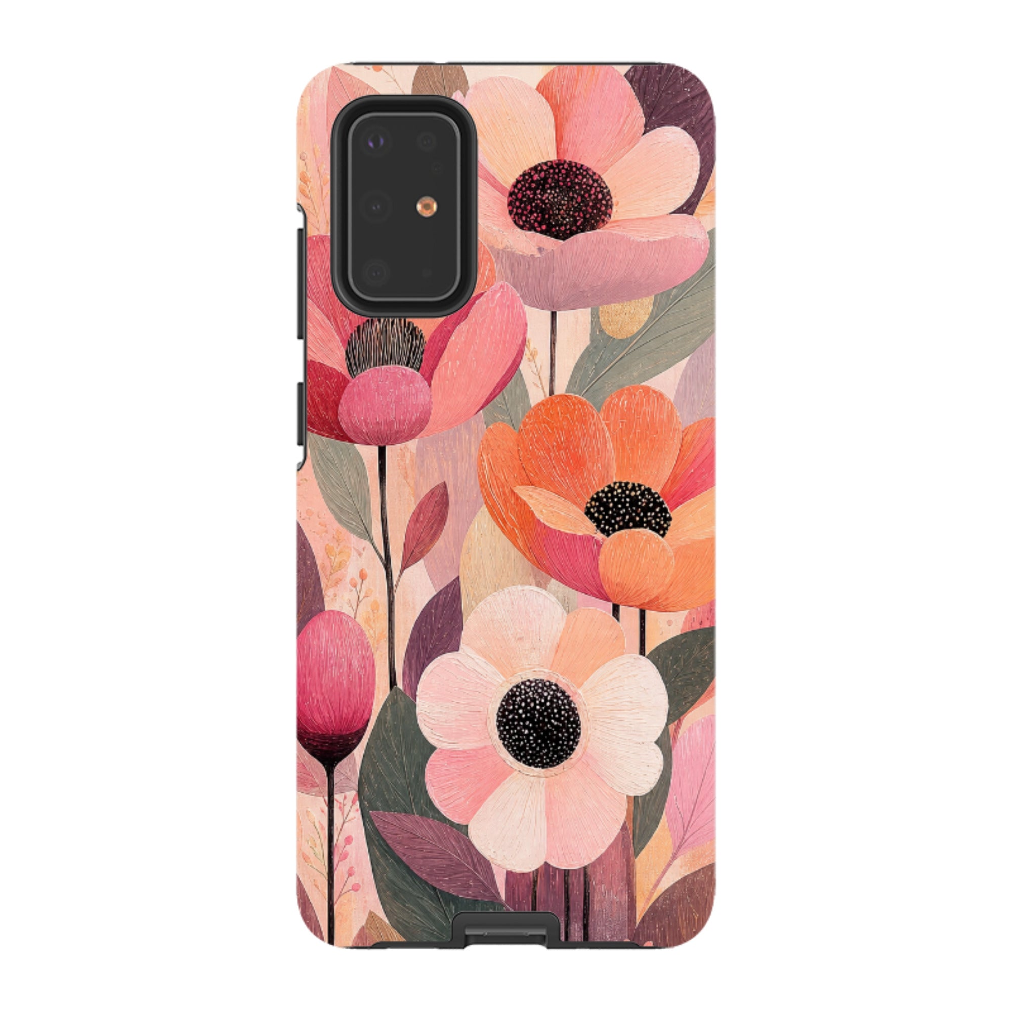 Samsung Tough Case - Peach Woodgrain Floral
