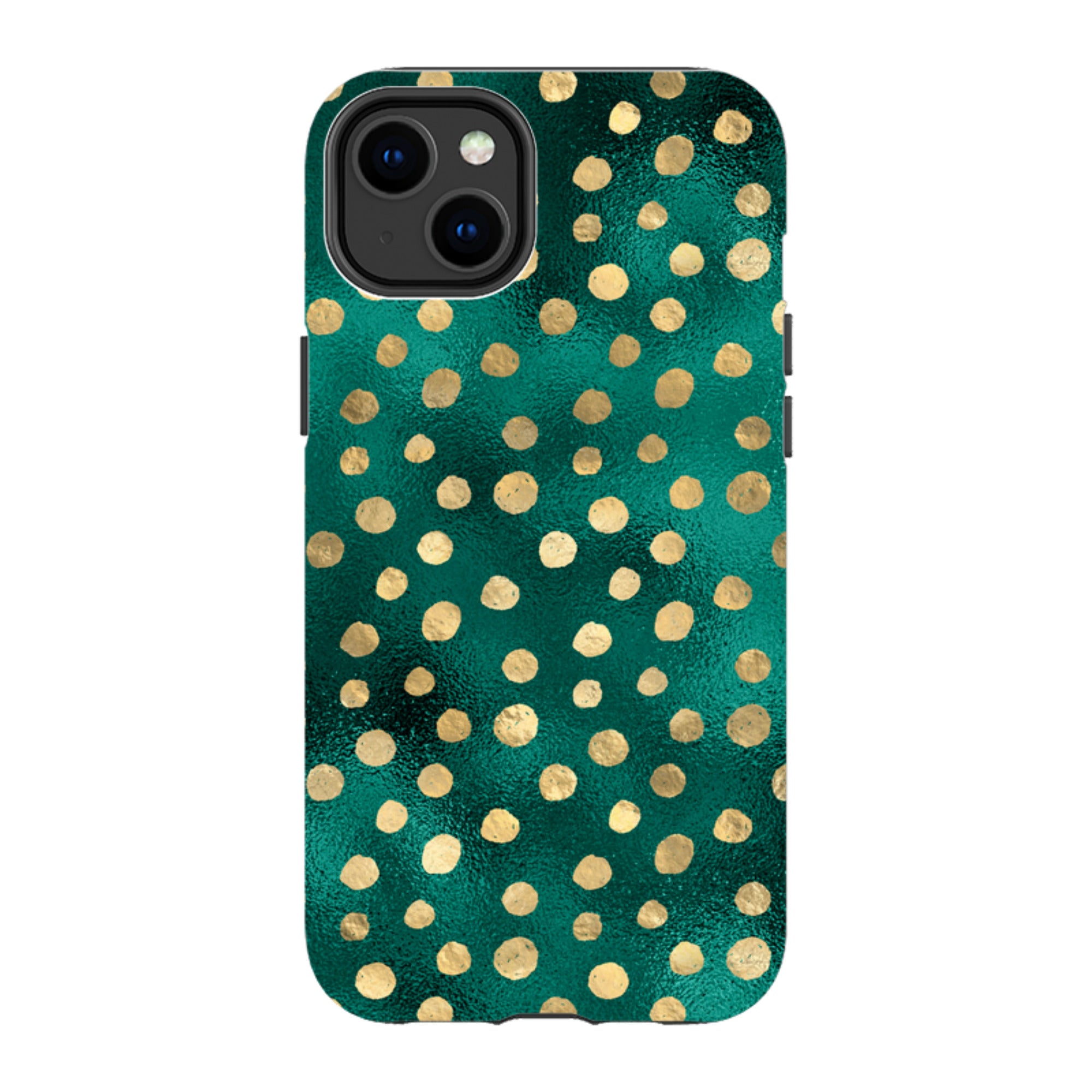 iPhone Tough Case - Forest and Gold Dots