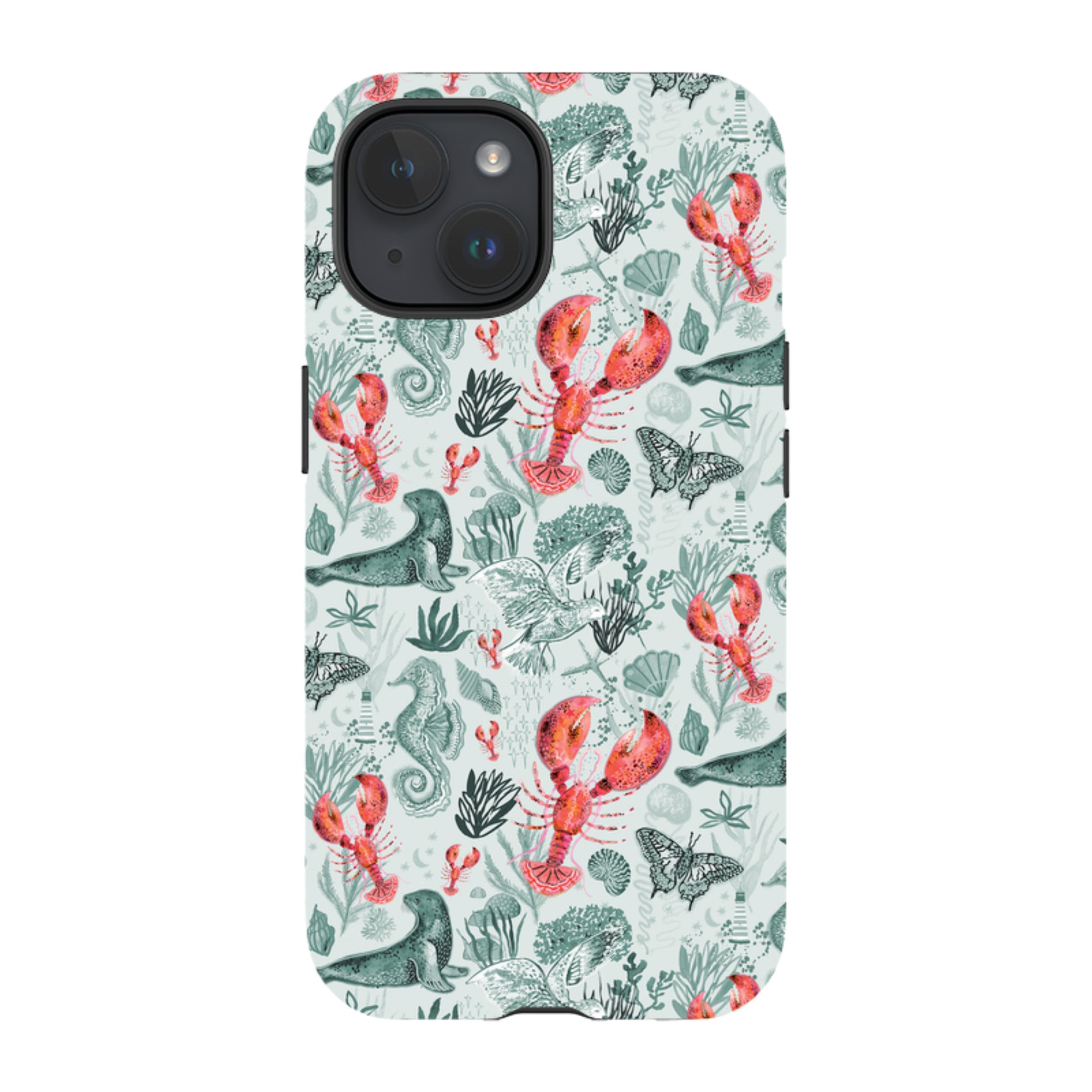 iPhone MagSafe Tough Case - Teal Seals and Lovely Lobsters By Emma Frances Grant