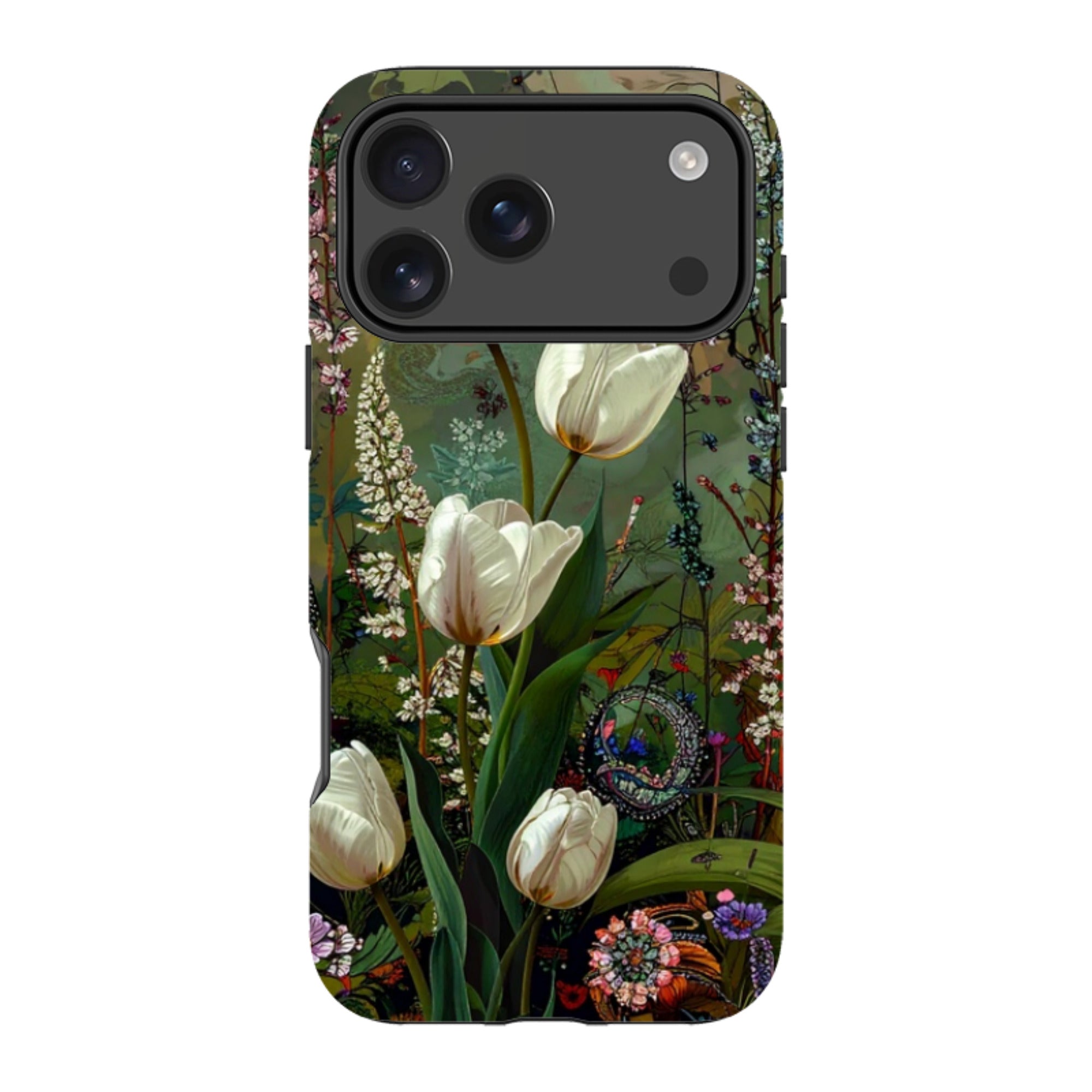 iPhone Tough Case - Green Vyne White Tulips