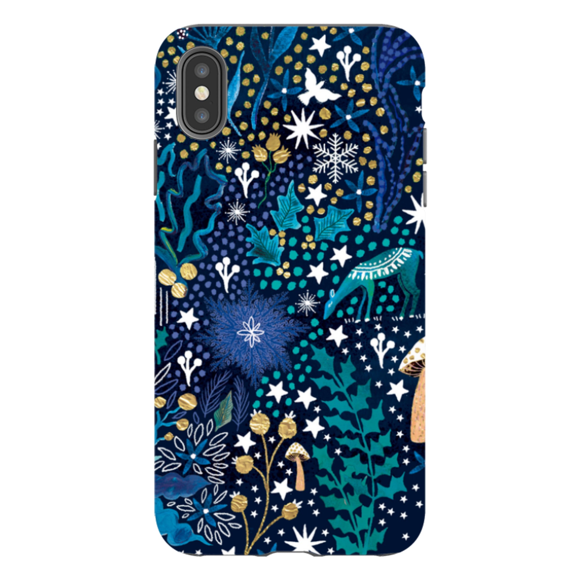 iPhone Tough Case - Winter Flowers Teal By Emma Frances Grant