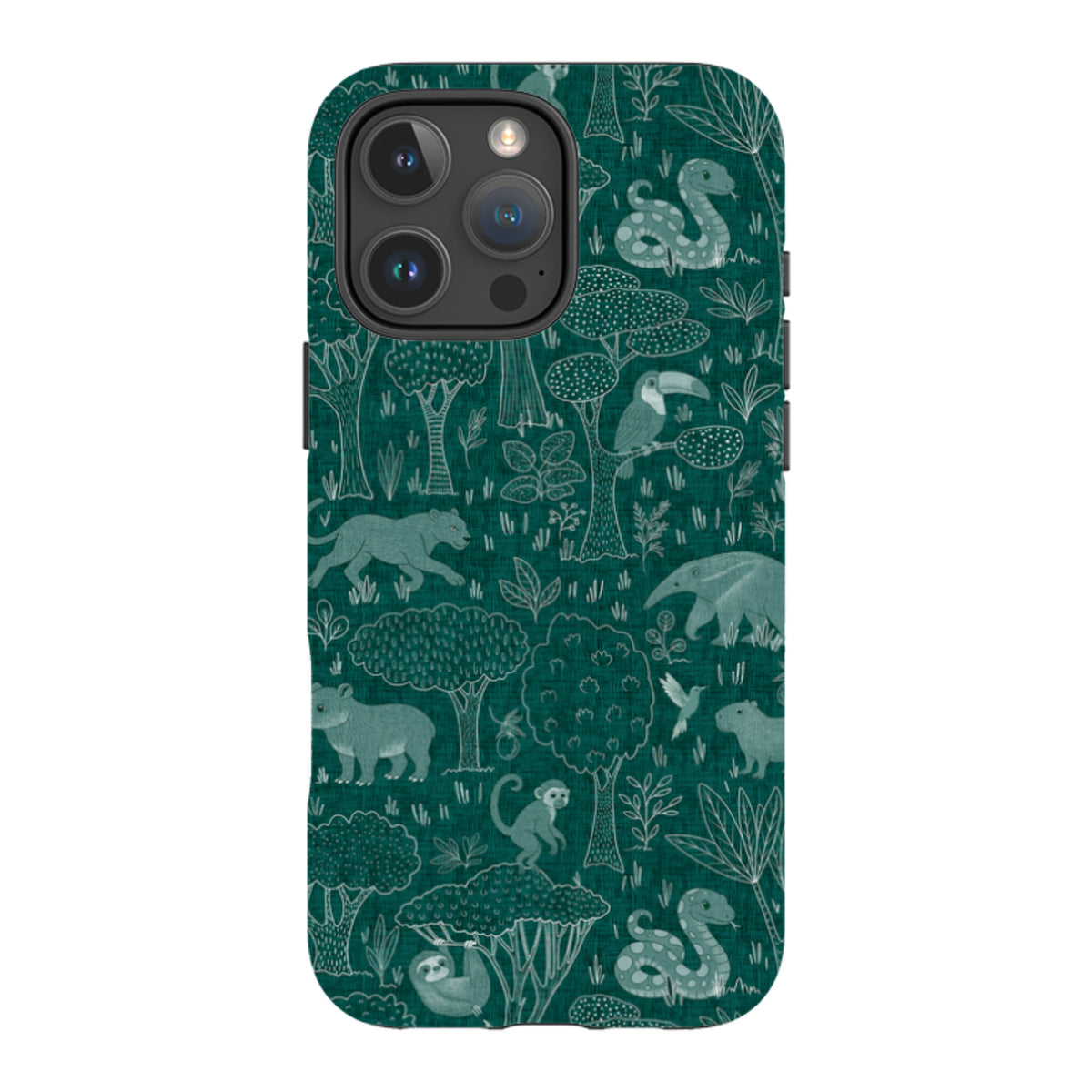 iPhone Tough Case - Tropical Jungle Animals teal By Katherine Quinn
