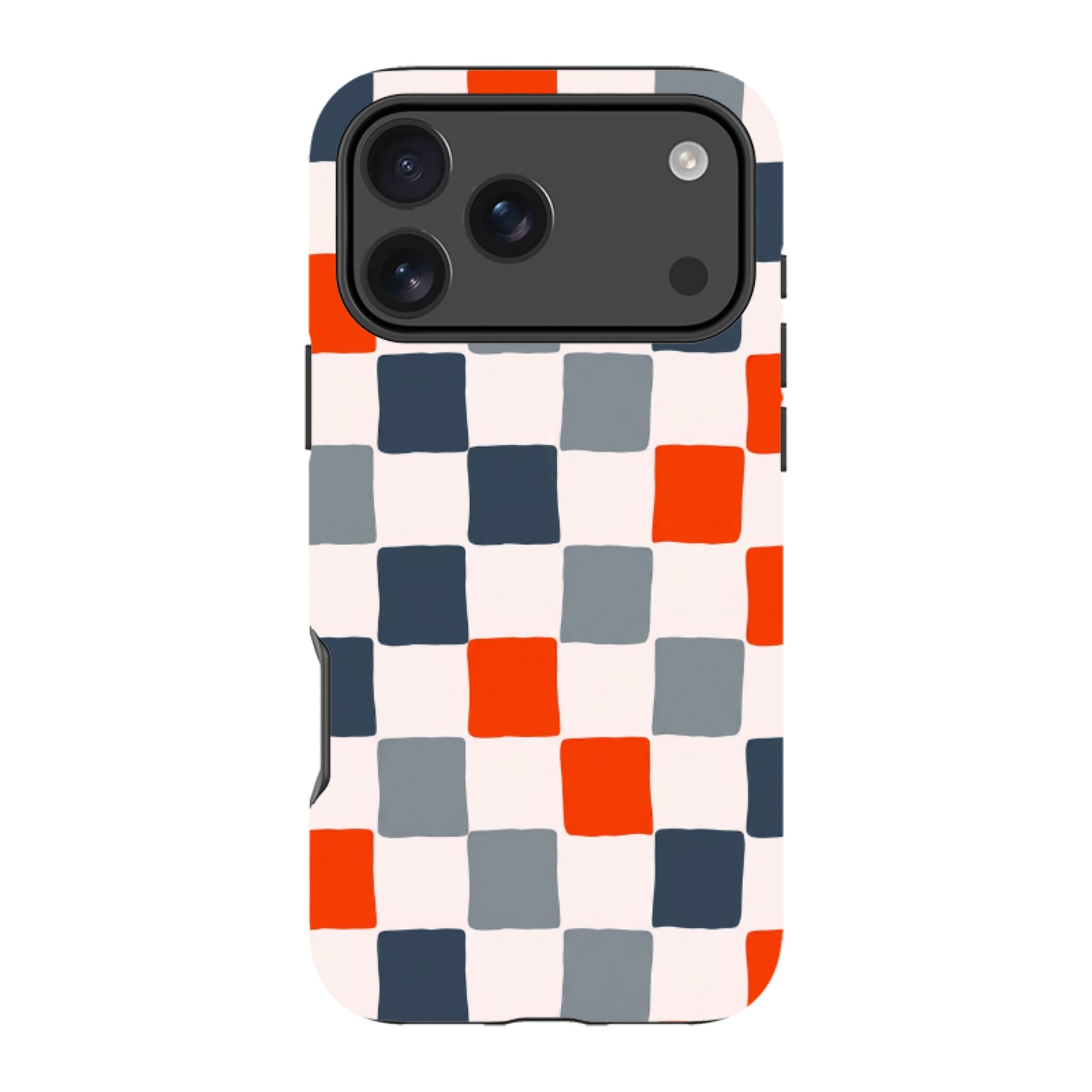 iPhone Tough Case - Orange & Navy Checkerboard