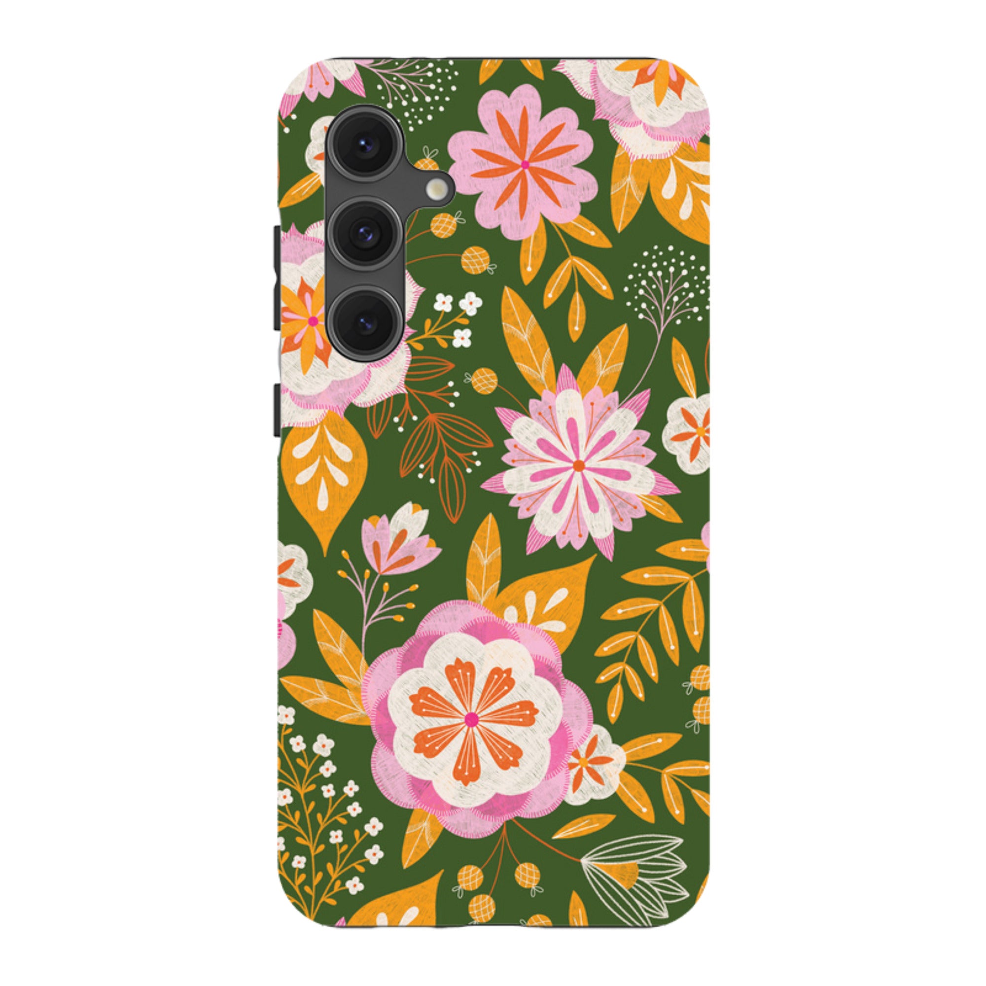 Samsung Tough Case - Big Bold Blooms Green By Jenny Zemanek